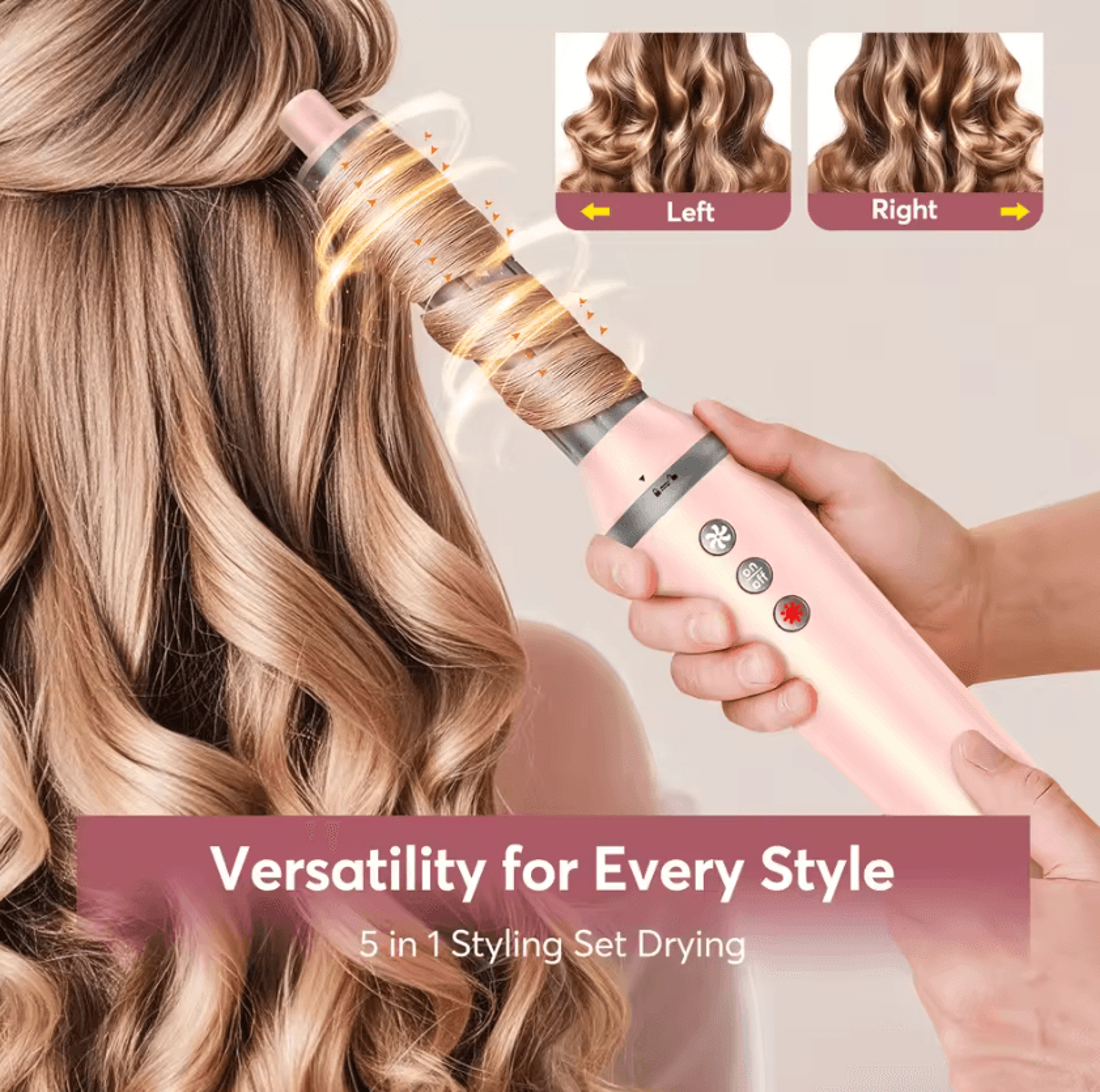 5in1 HighSpeed Hot Air Styler With Auto Curling  Travel Bag 3