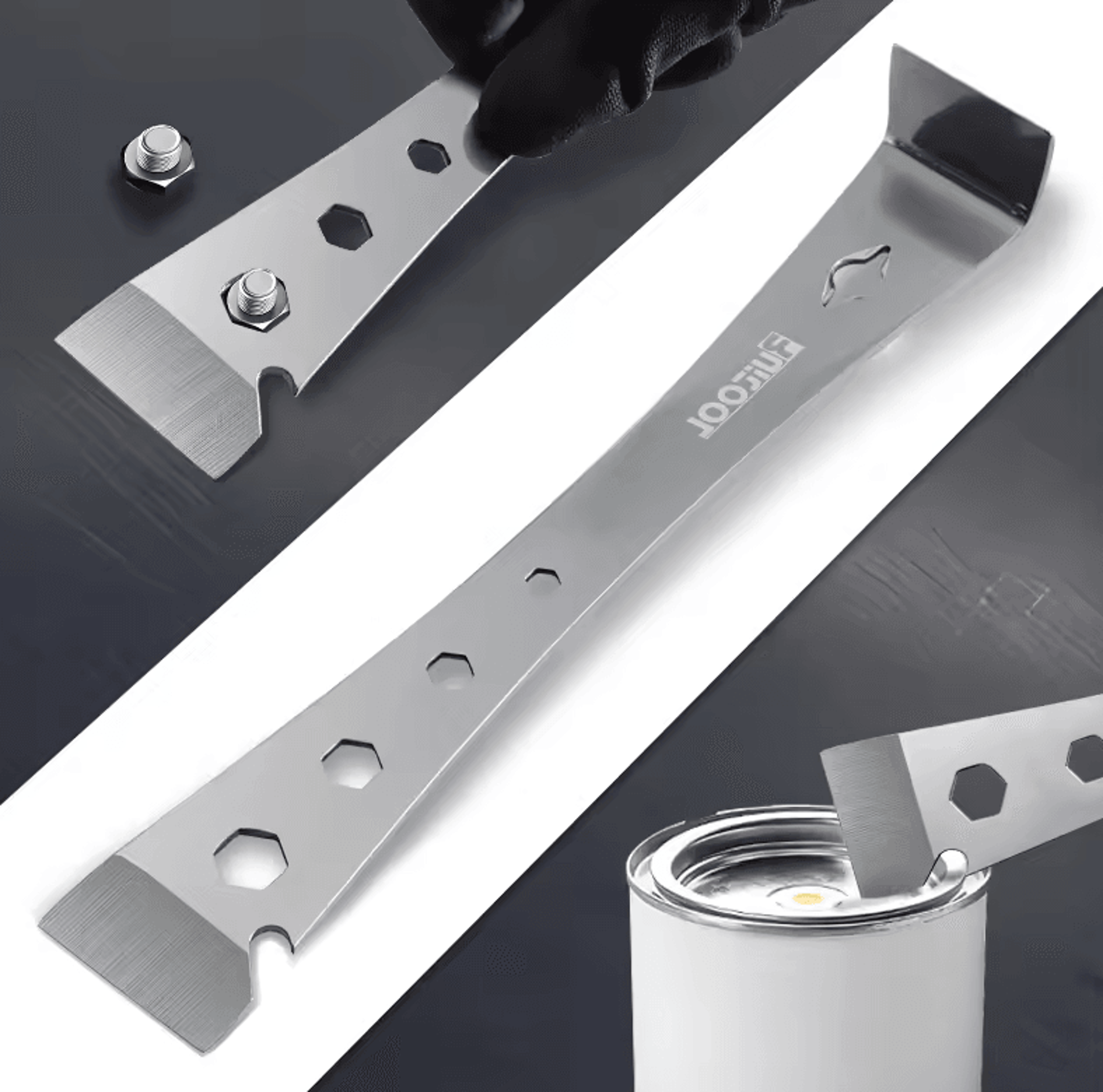 Stainless Steel MultiPurpose Pry Bar Scraper For Trim Removal Cleaning  DIY Repairs 0