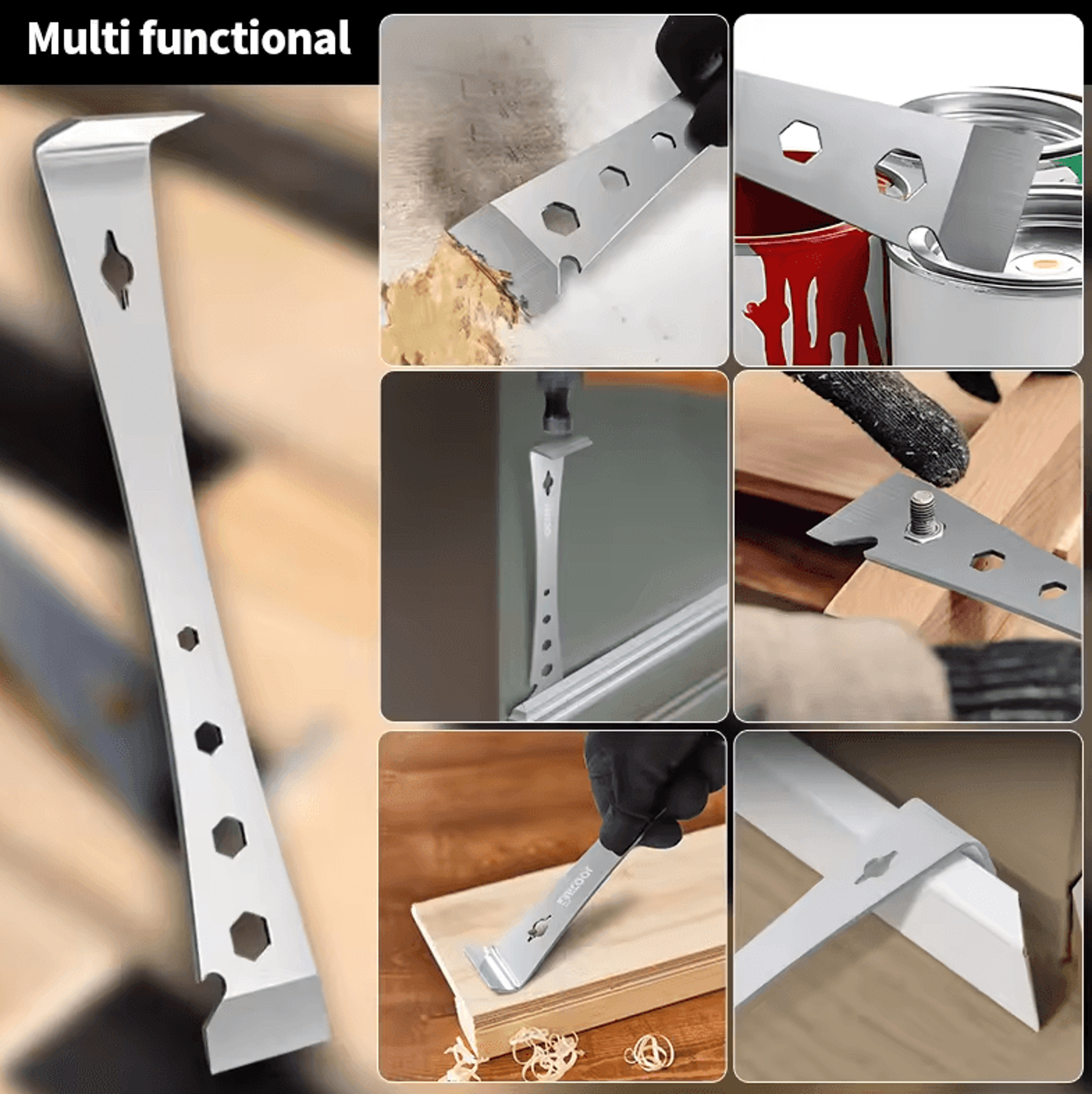 Stainless Steel MultiPurpose Pry Bar Scraper For Trim Removal Cleaning  DIY Repairs 2