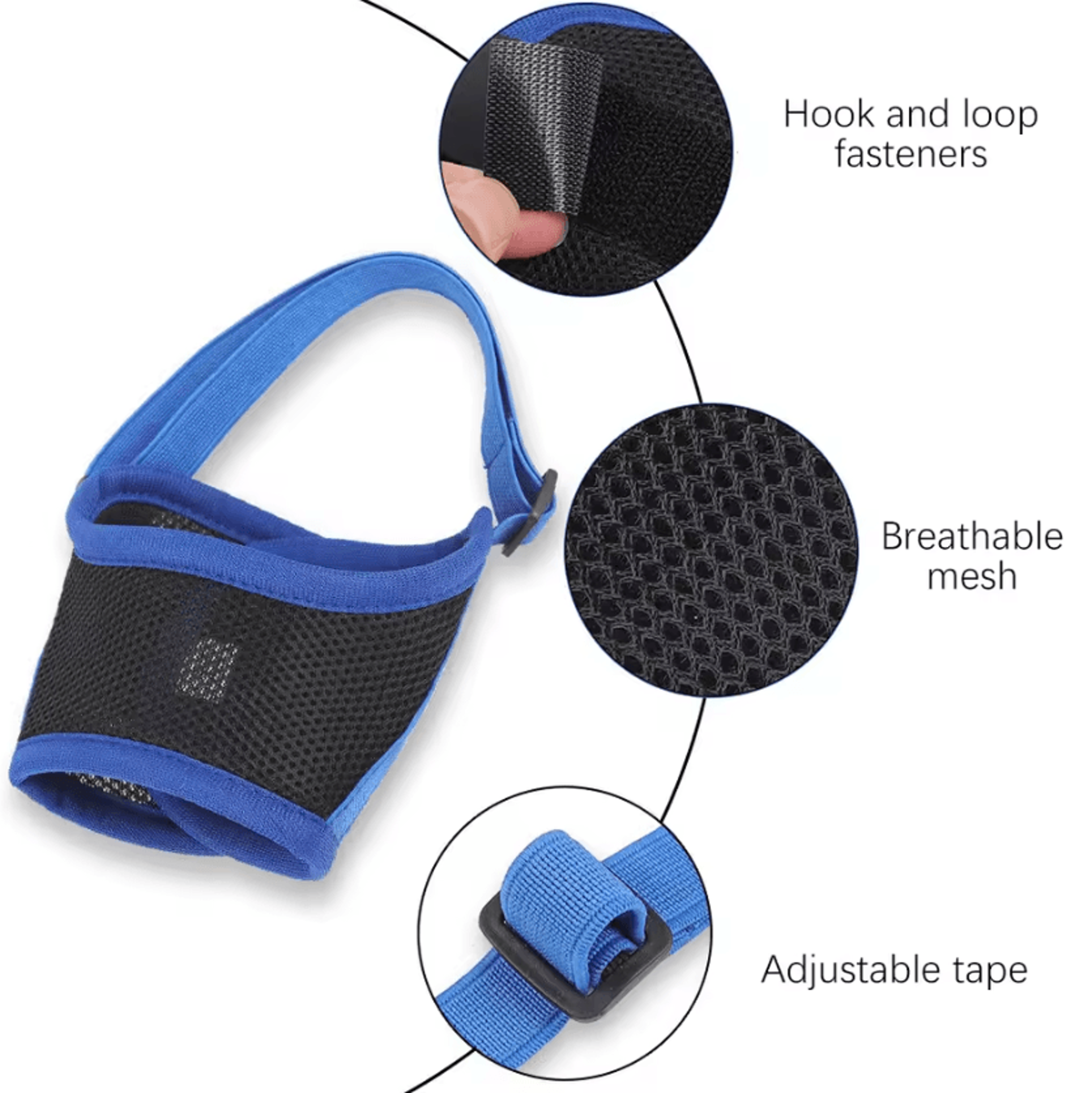 Adjustable Breathable Dog Muzzle  Soft Mesh AntiBiting  AntiBarking Safety Guard 1