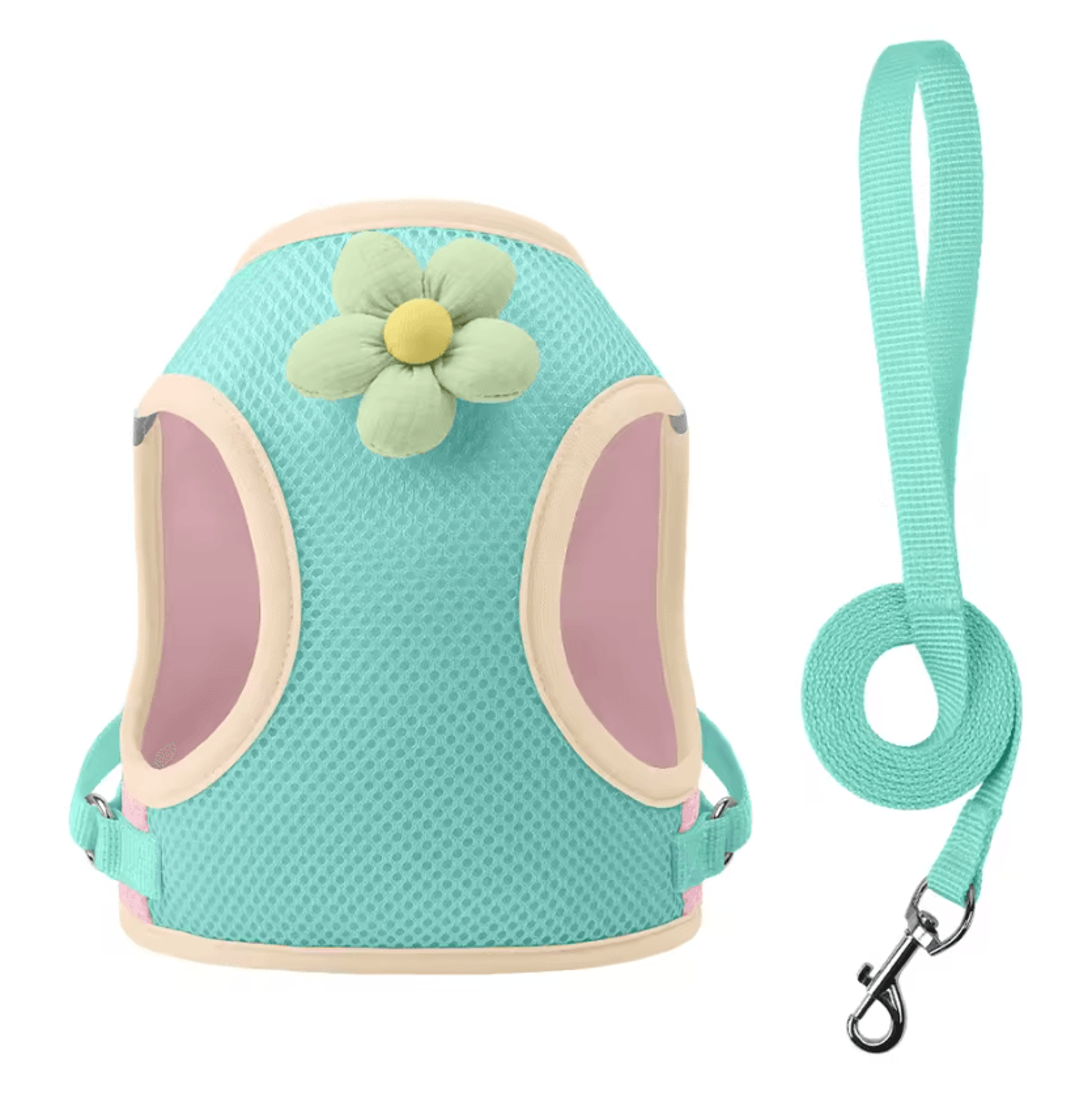Floral Mesh Dog Harness  Leash Set  Breathable Reflective Vest For Small Dogs 3