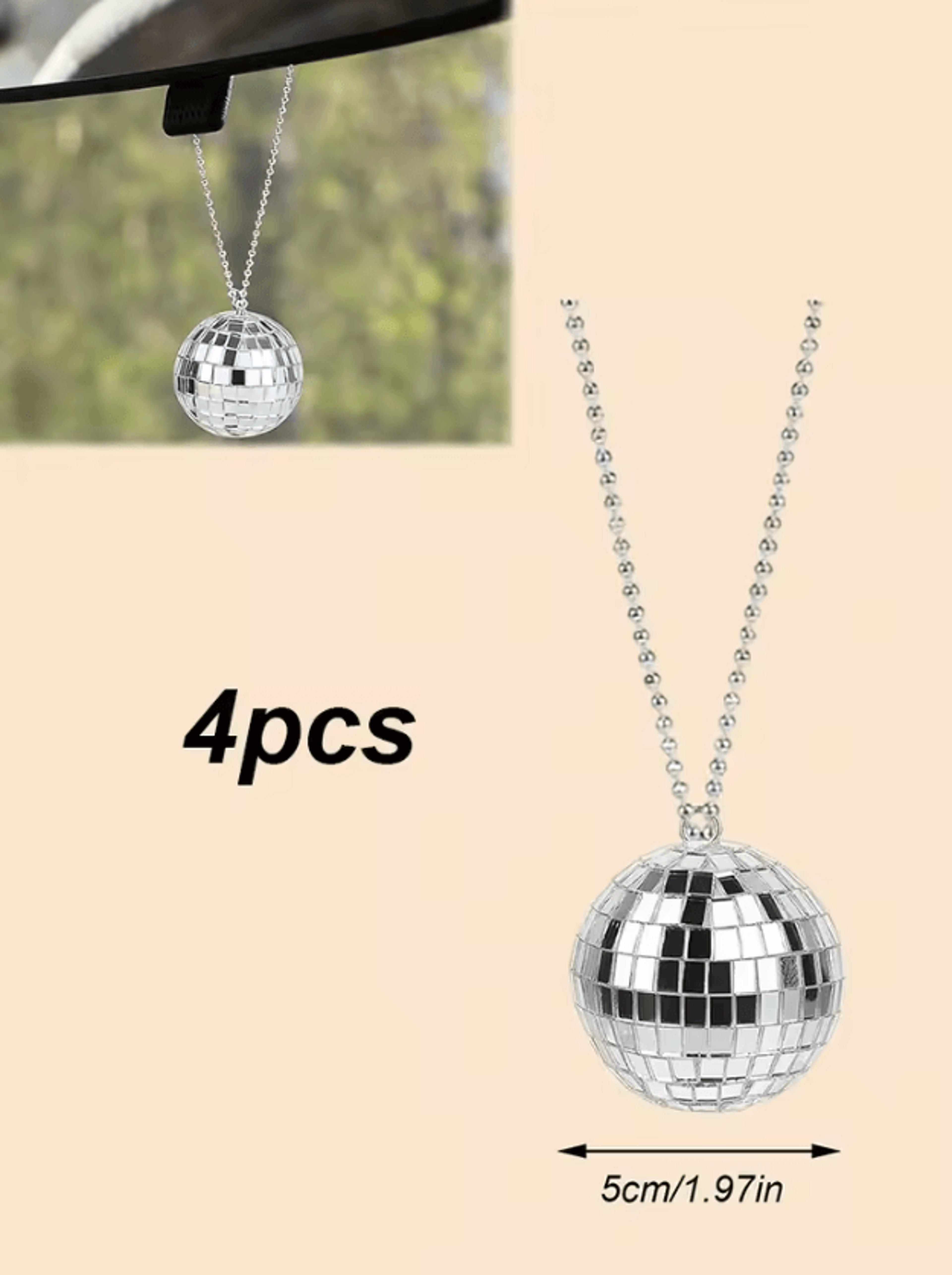 DiscoGlow Hanging Mirror Ball Car Ornament 4