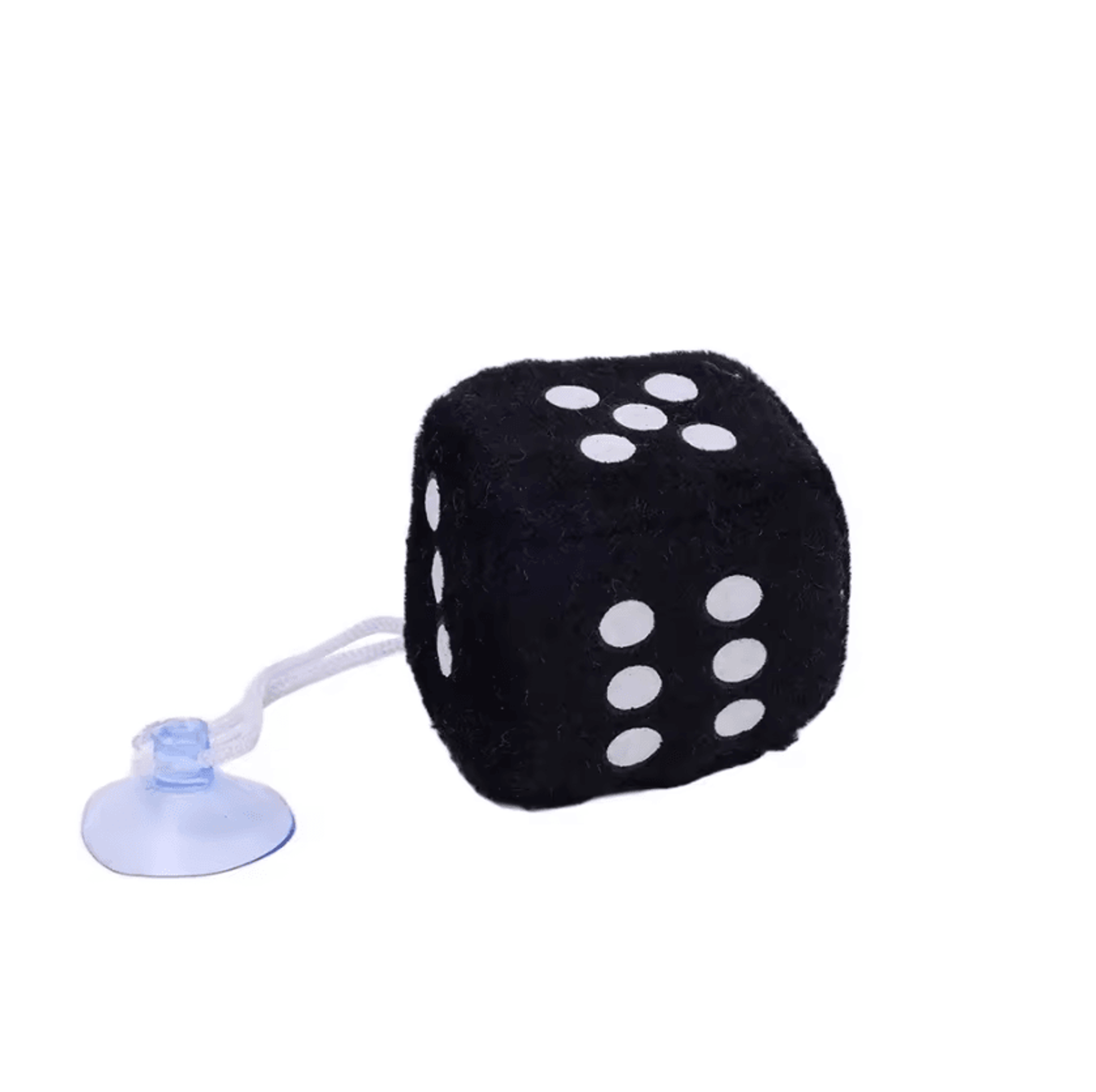 Retro Plush Fuzzy Dice Rearview Mirror Hanging Set 4