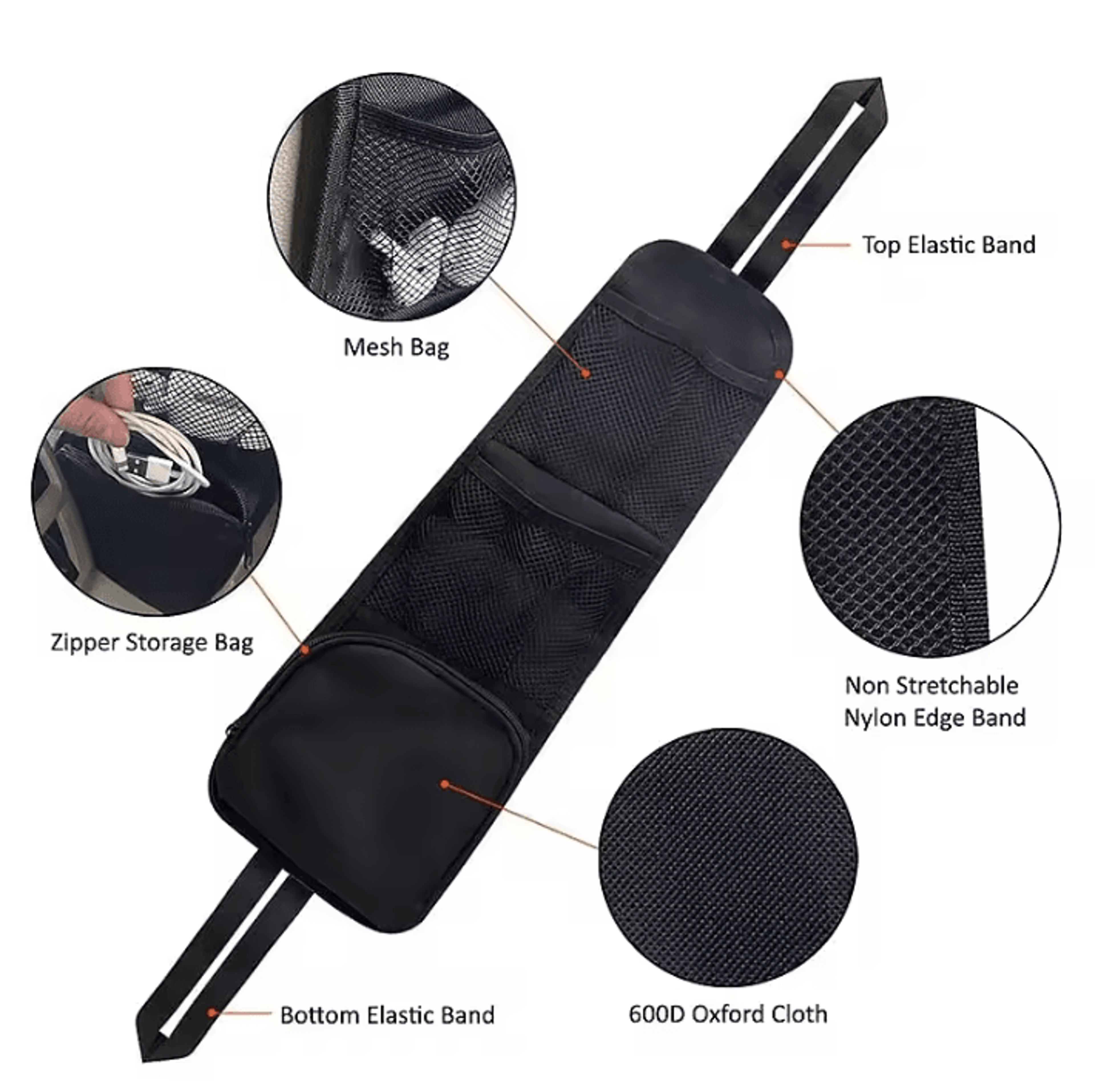 MultiPocket Car Seat Side Organizer Hanging Bag 3