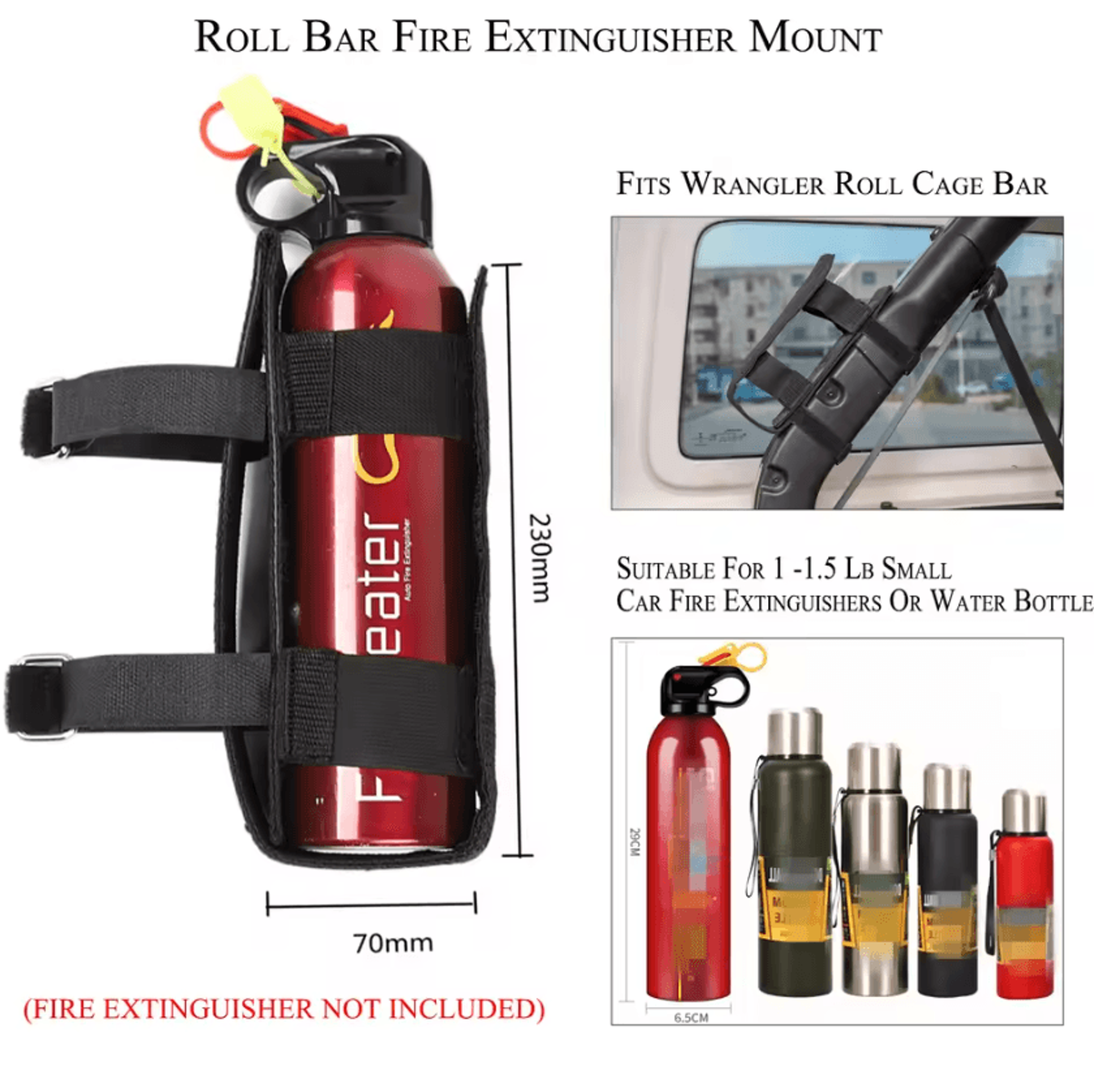 Jeep Roll Bar Fire Extinguisher Holder Mount Strap 2