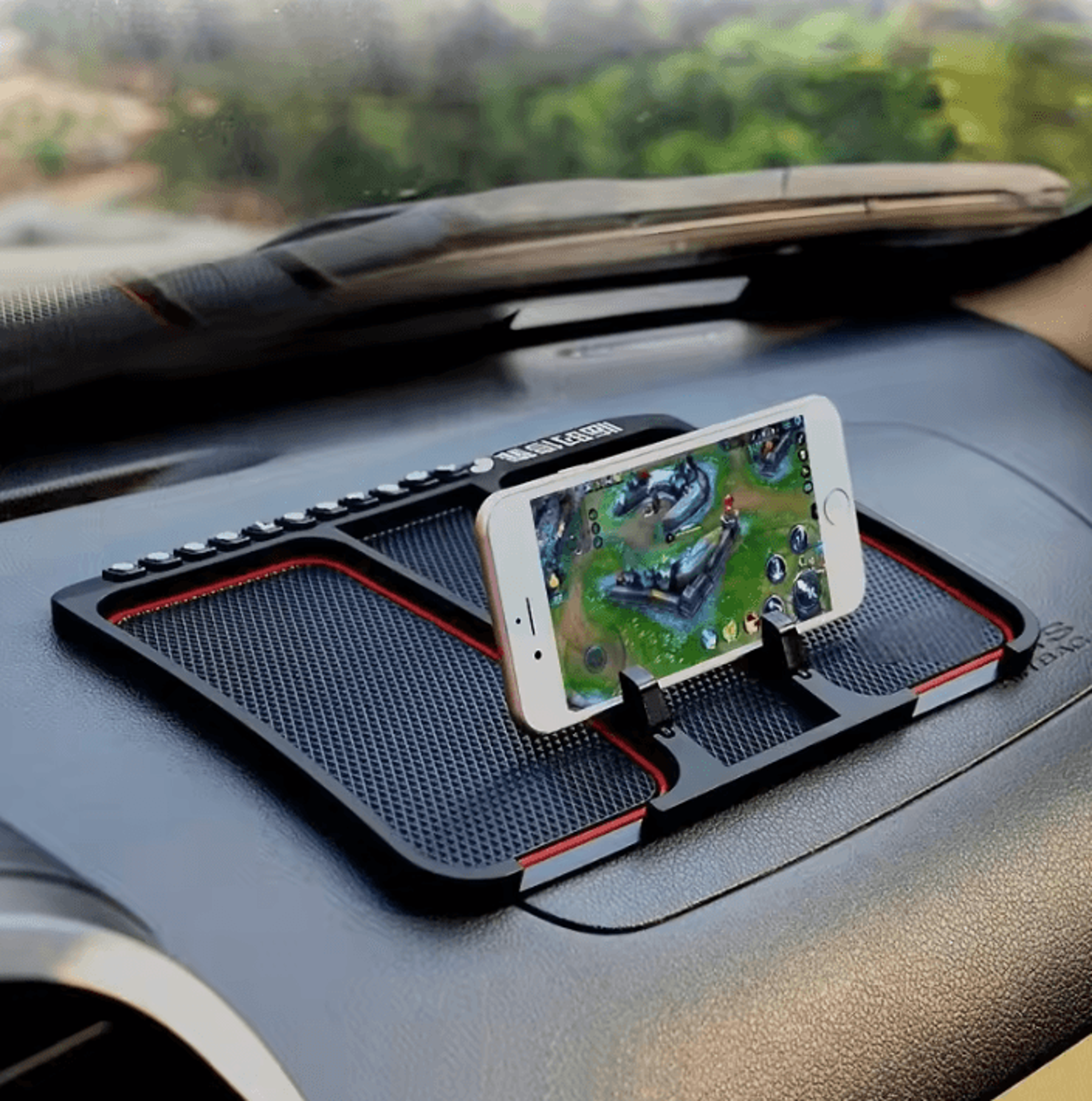 DriveEase Multifunction Car Dashboard Pad With Phone Holder  Parking Number Display 2