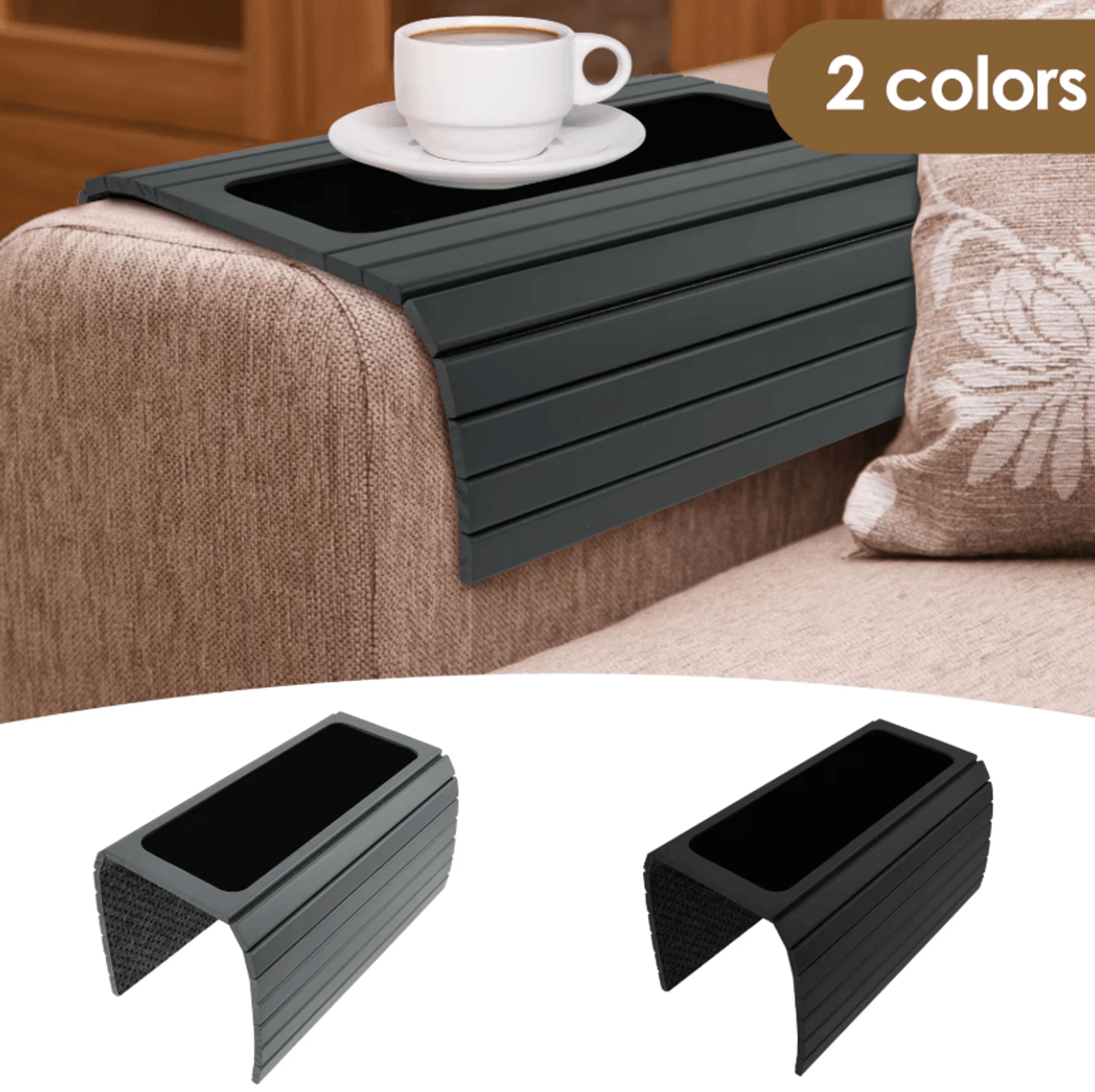 FoldEase Sofa Arm Tray  Foldable Couch Arm Table For Snacks Drinks  Remote Storage 0