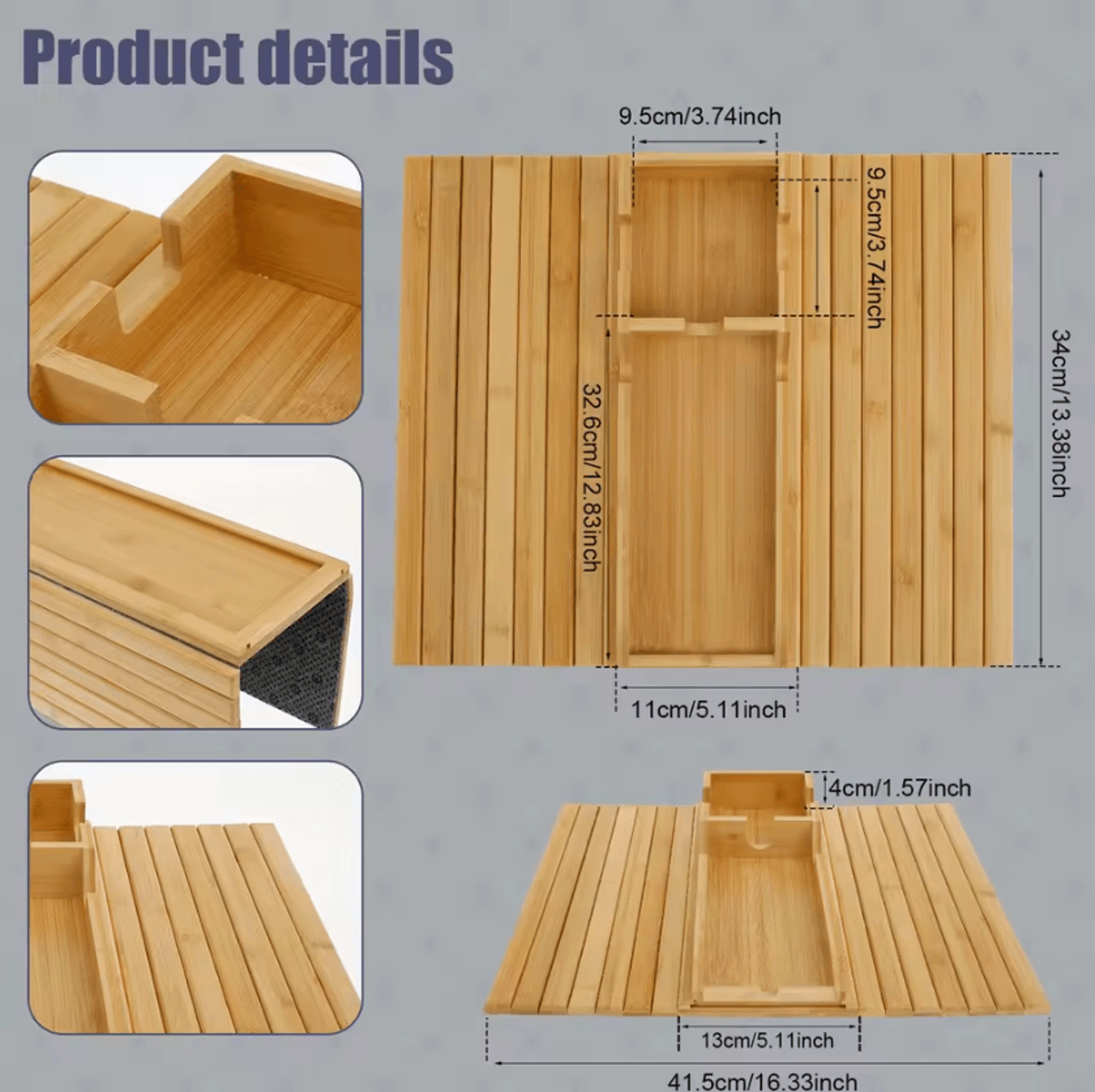FoldEase Sofa Arm Tray  Foldable Couch Arm Table For Snacks Drinks  Remote Storage 6