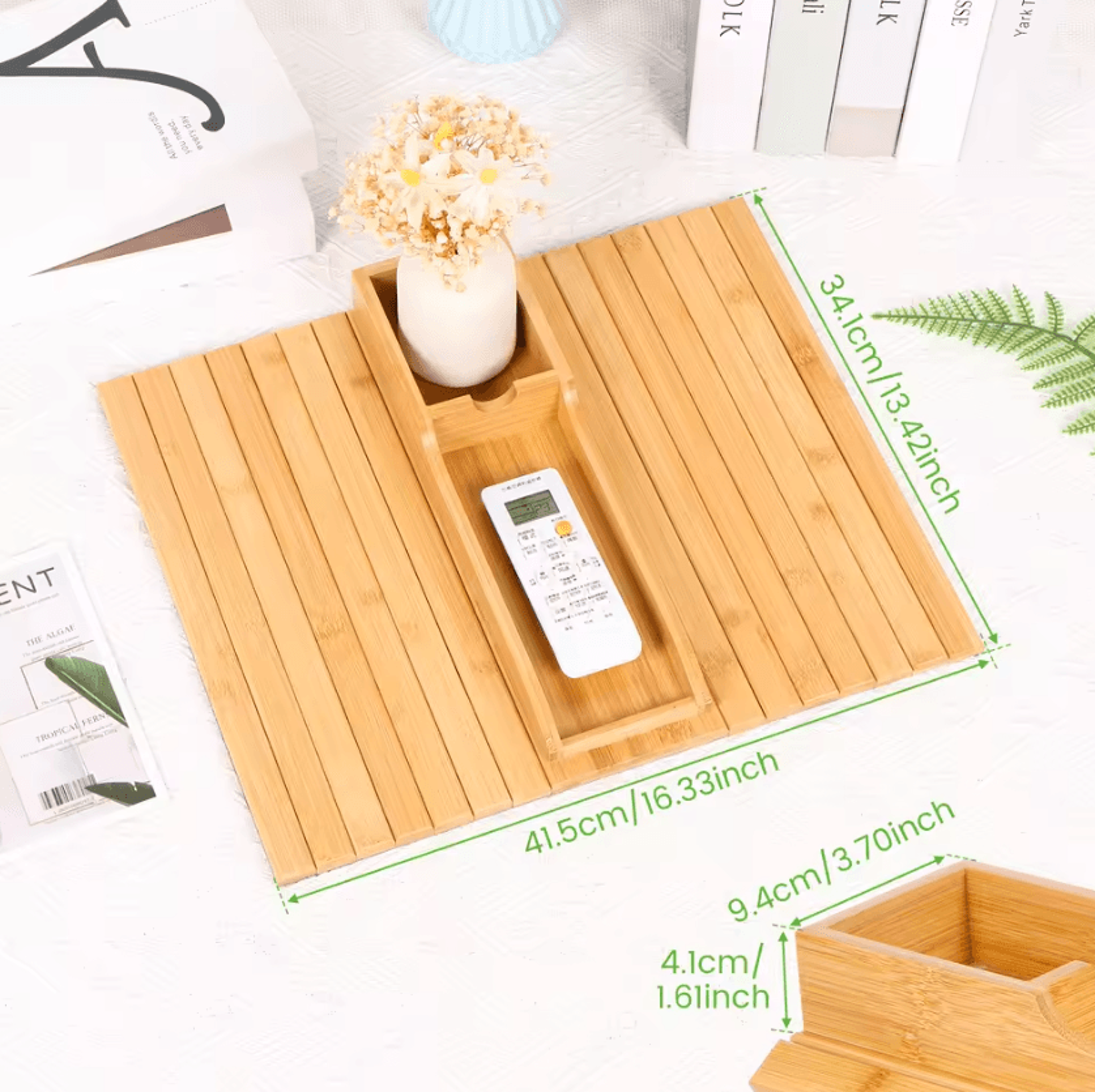 FoldEase Sofa Arm Tray  Foldable Couch Arm Table For Snacks Drinks  Remote Storage 8