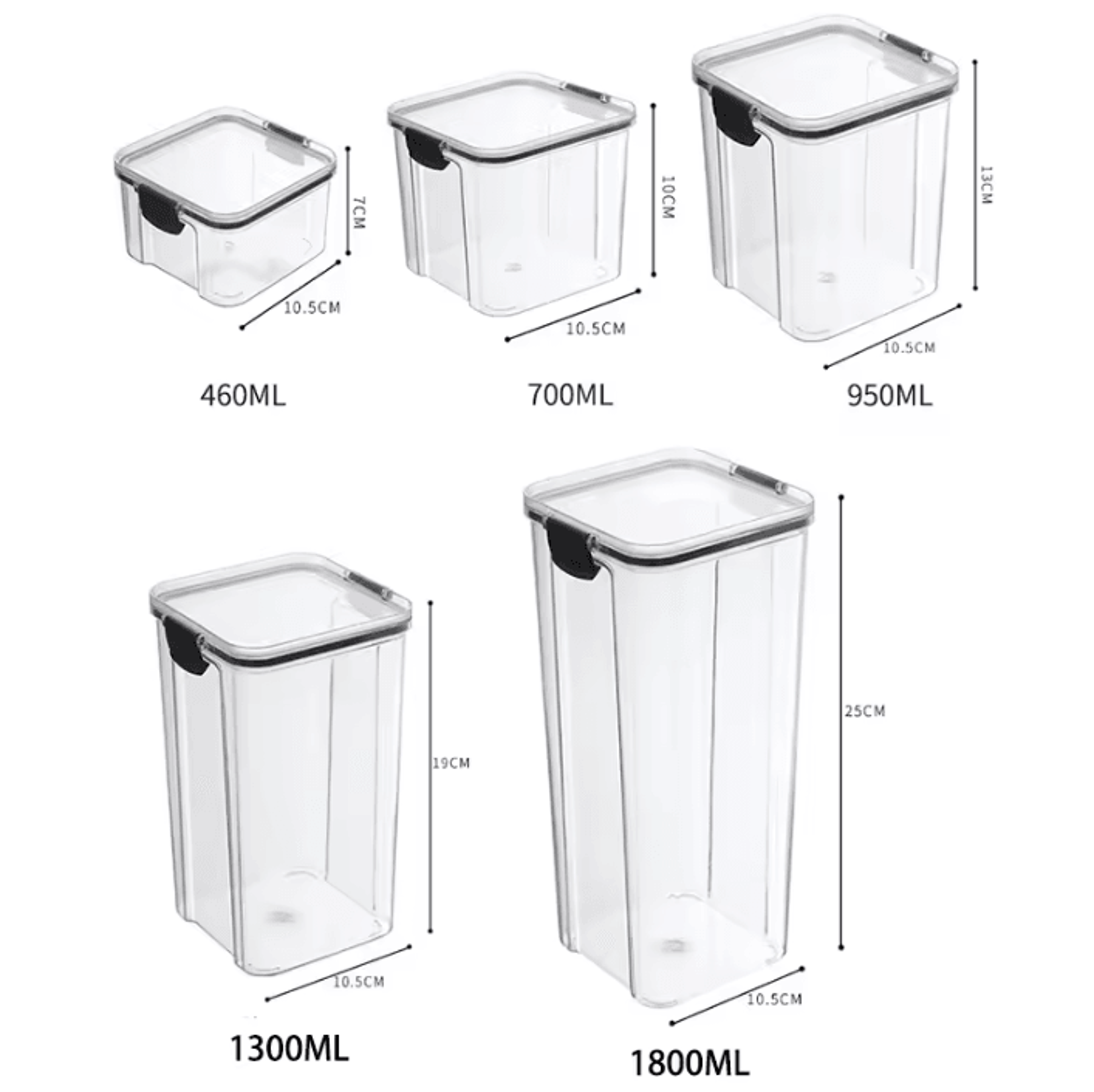 ClearStack Airtight Food Storage Containers  5Piece Stackable Pantry Storage Set For Grains Snacks  16