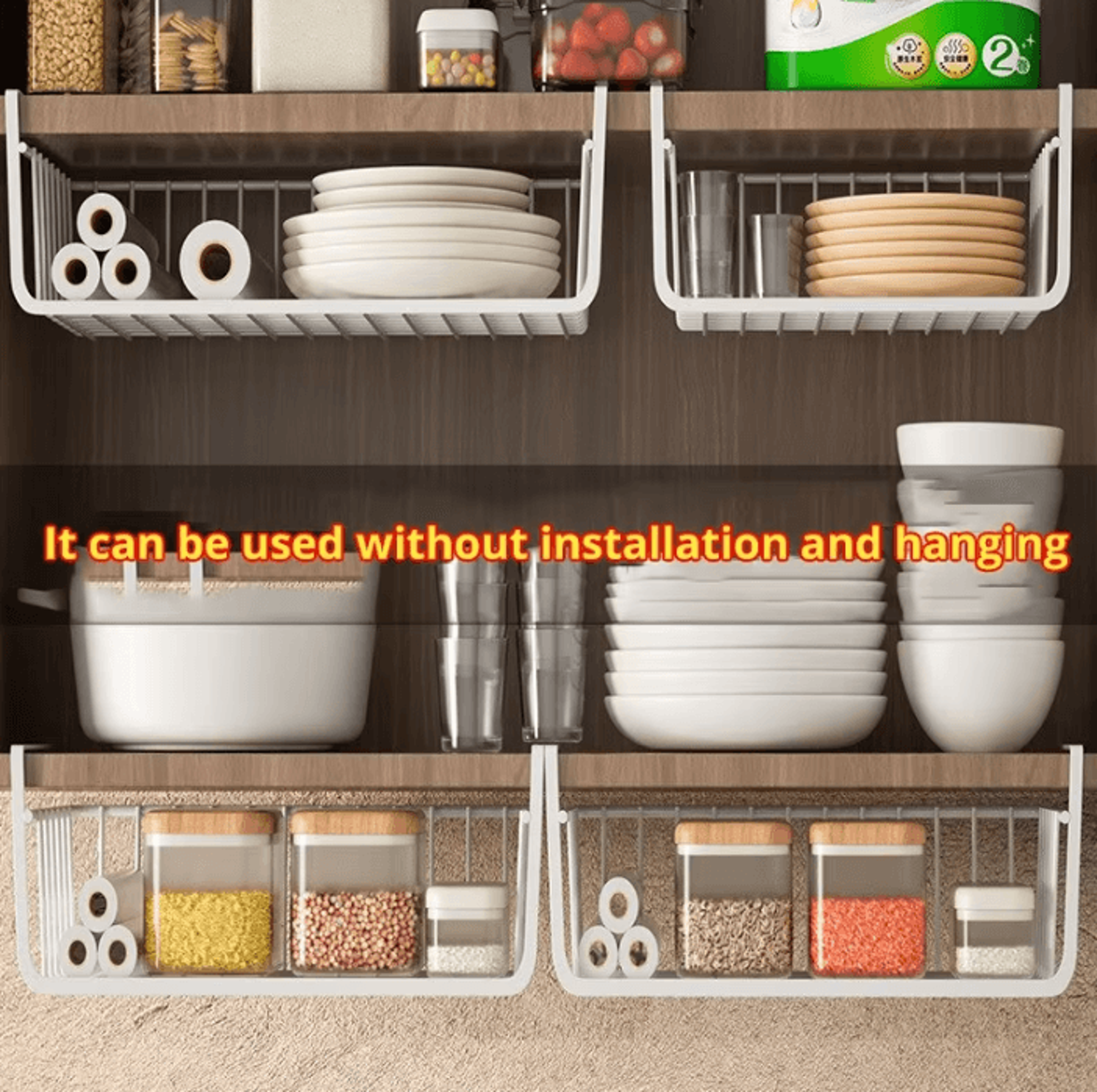 Under Cabinet Hanging Storage Basket For Kitchen  Closet Organization 0