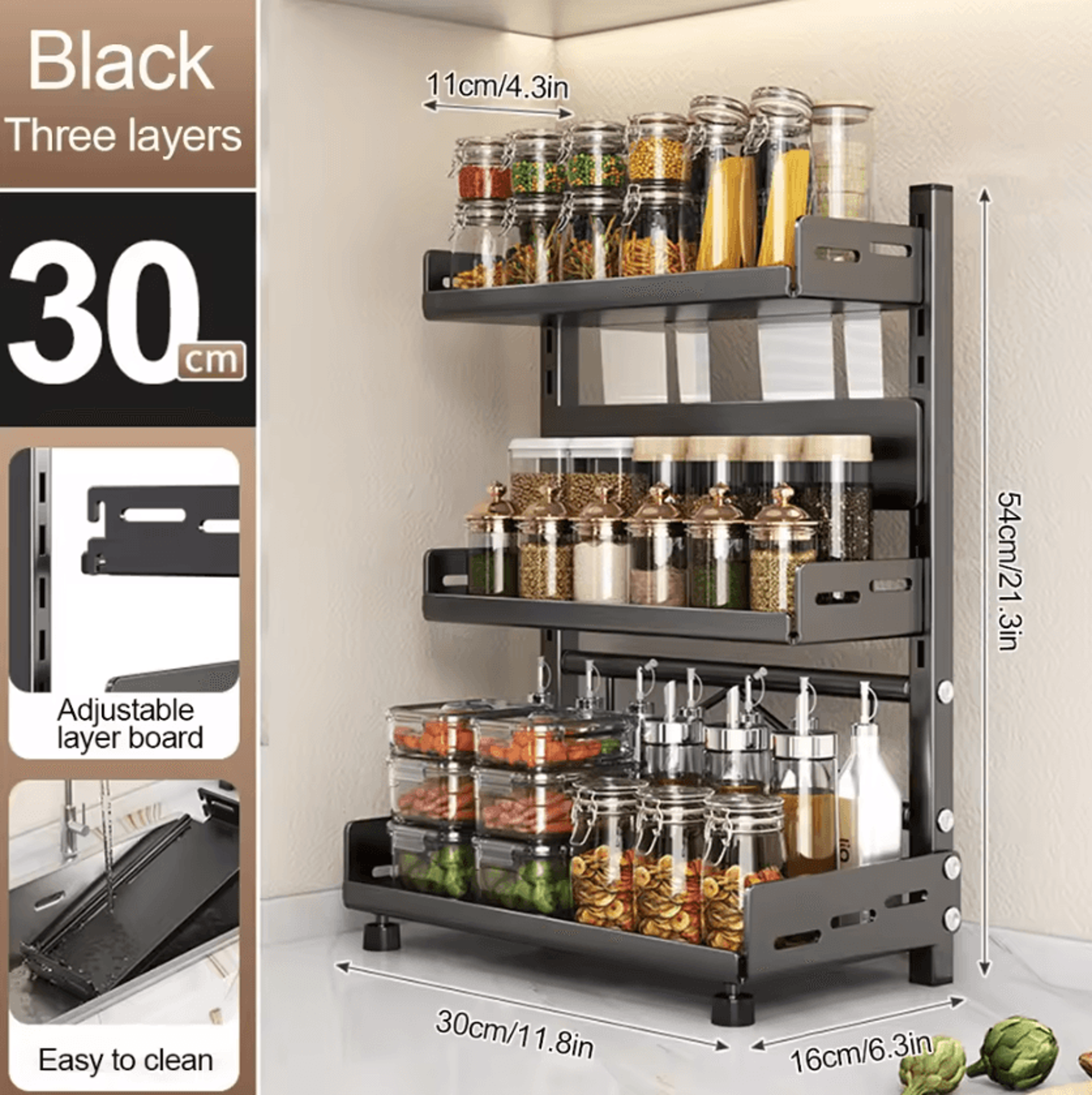SpiceStack Pro 3Tier Spice Rack Organizer  Adjustable Kitchen Storage Shelf 5
