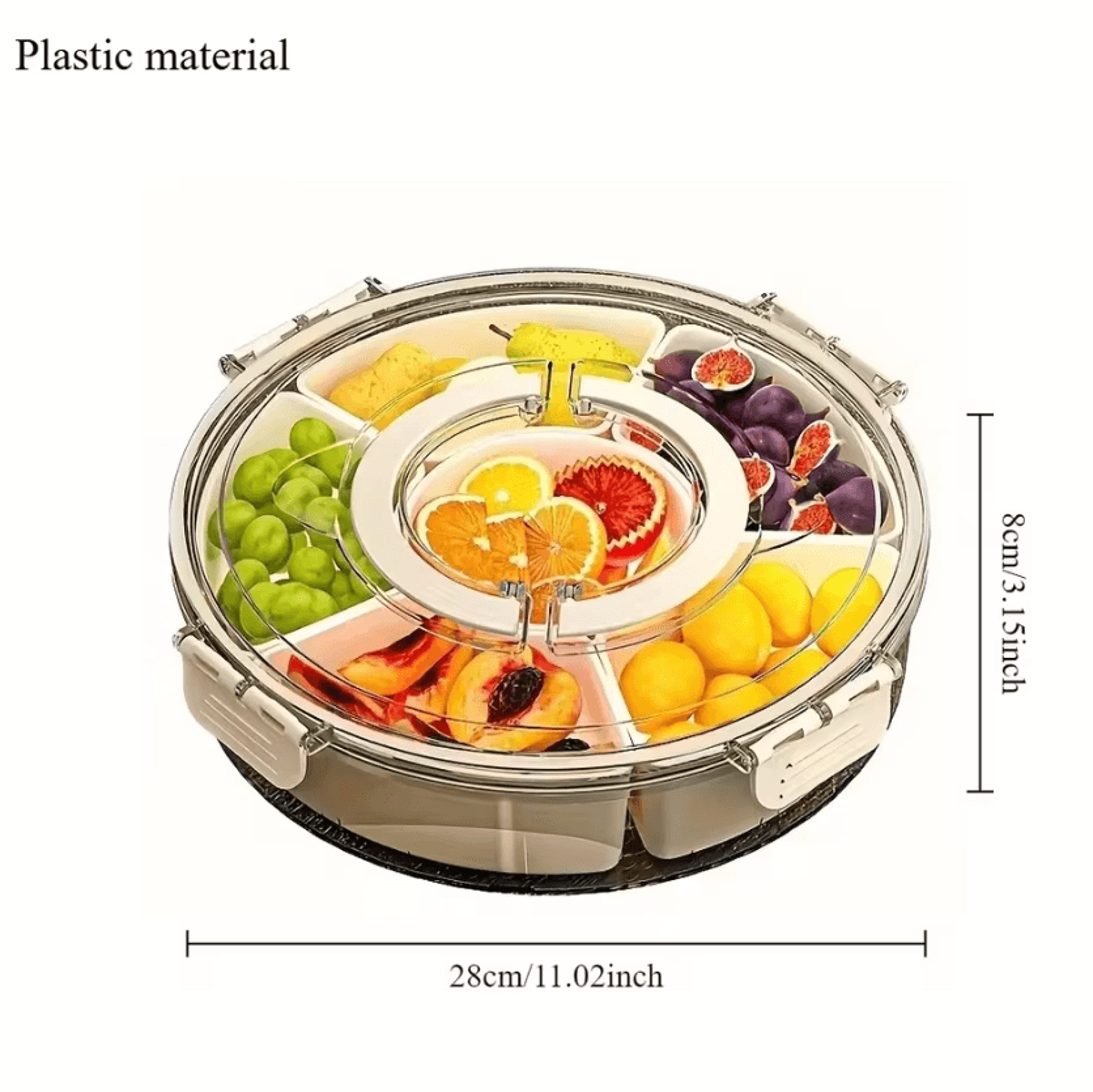 Rotating 5Compartment Snack Serving Tray With Lid  Handle 5
