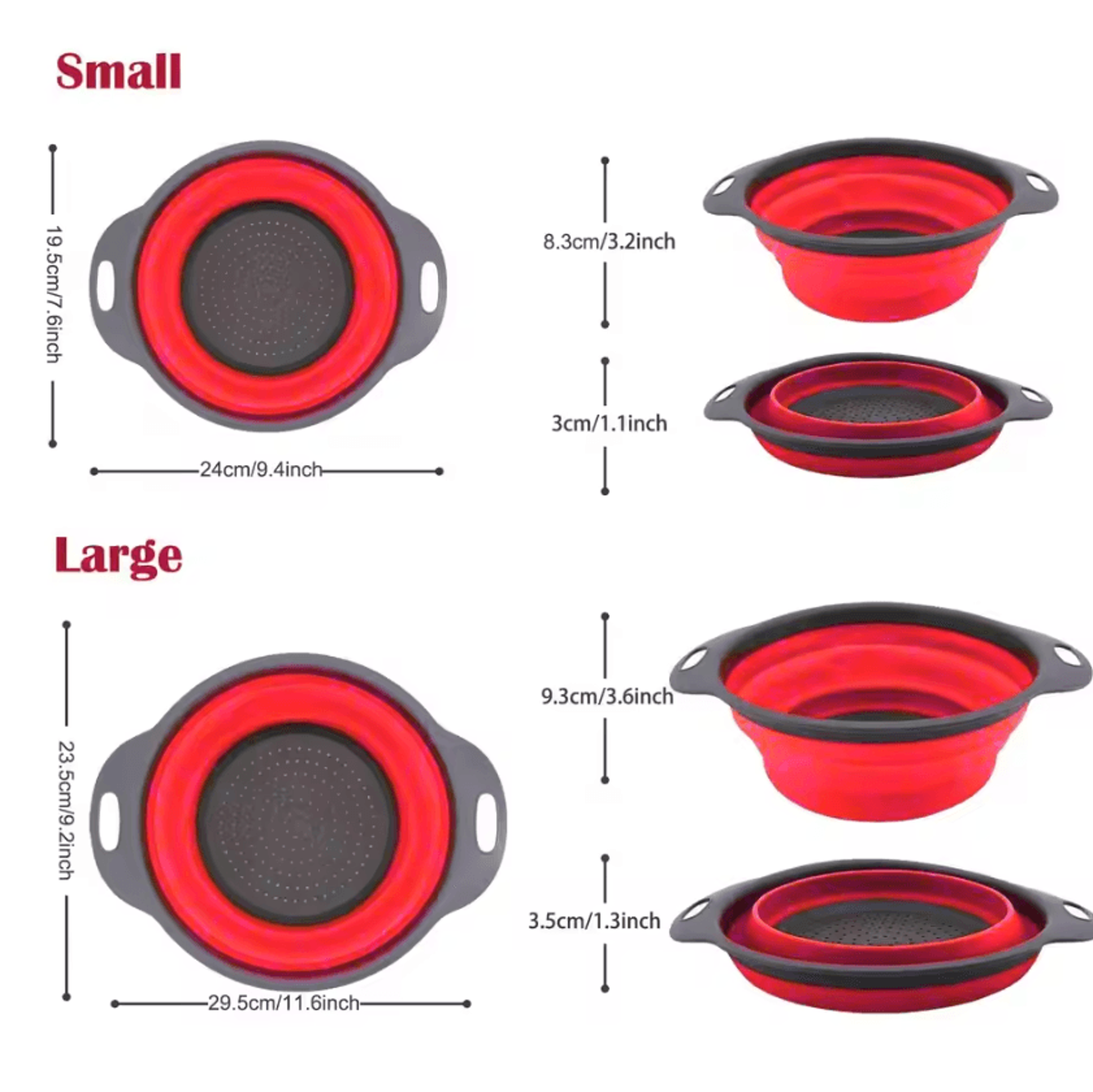 Collapsible Silicone Kitchen Colander For Pasta Fruits  Vegetables 1