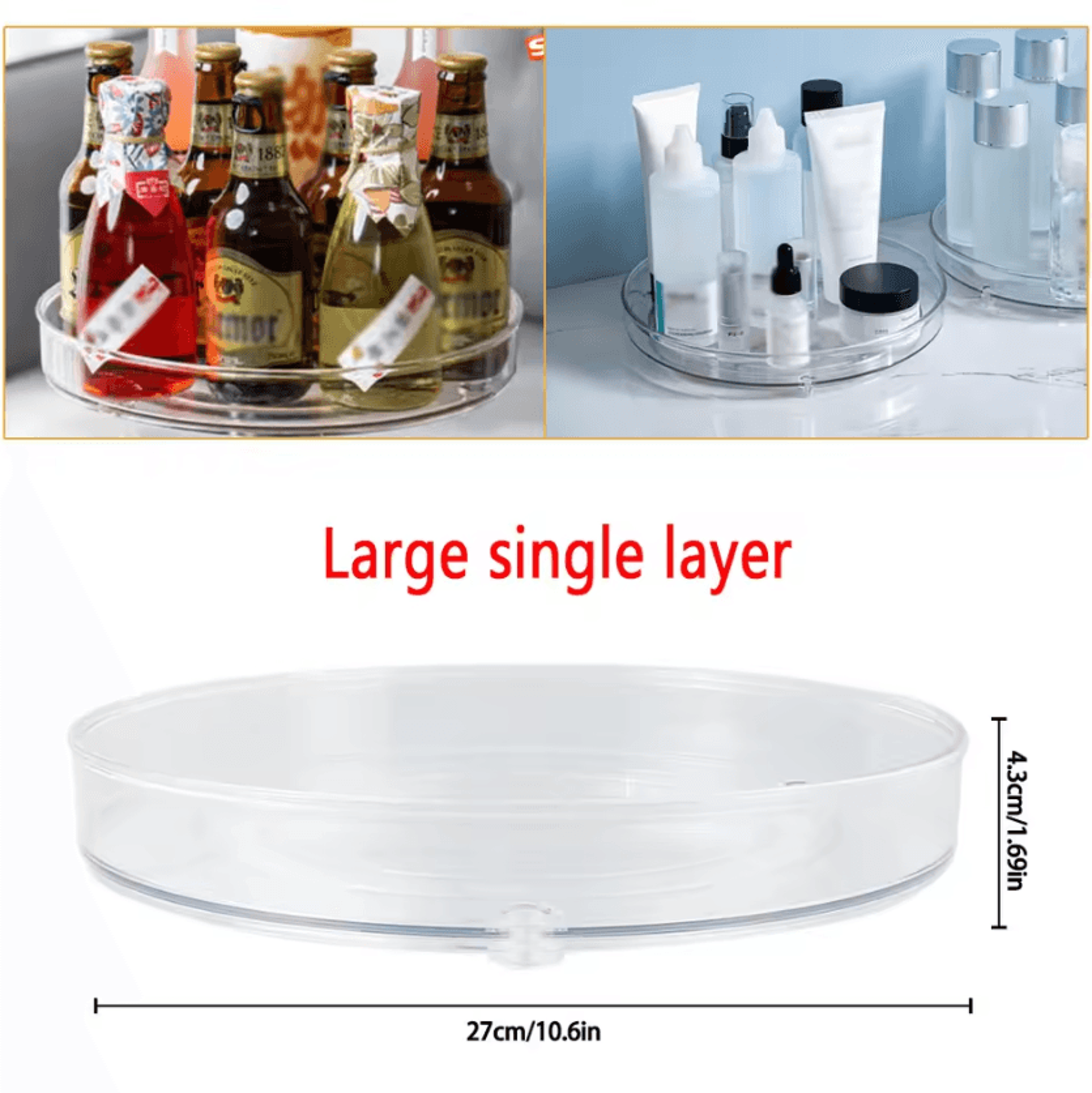 Rotating Clear Turntable Organizer For Kitchen Makeup  Bathroom Storage 2