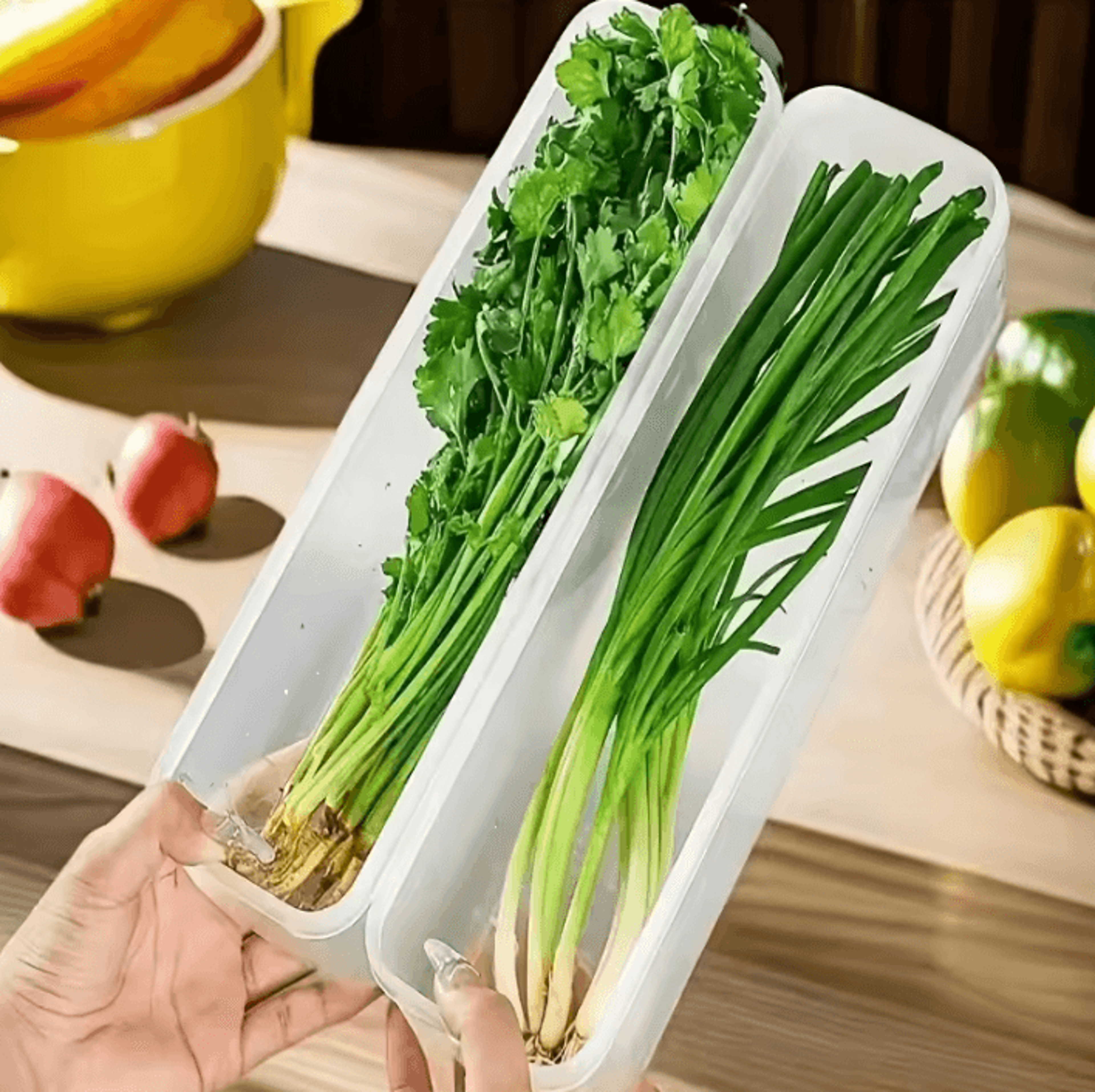 Long Rectangular Vegetable Storage Containers For Refrigerator Organization 0