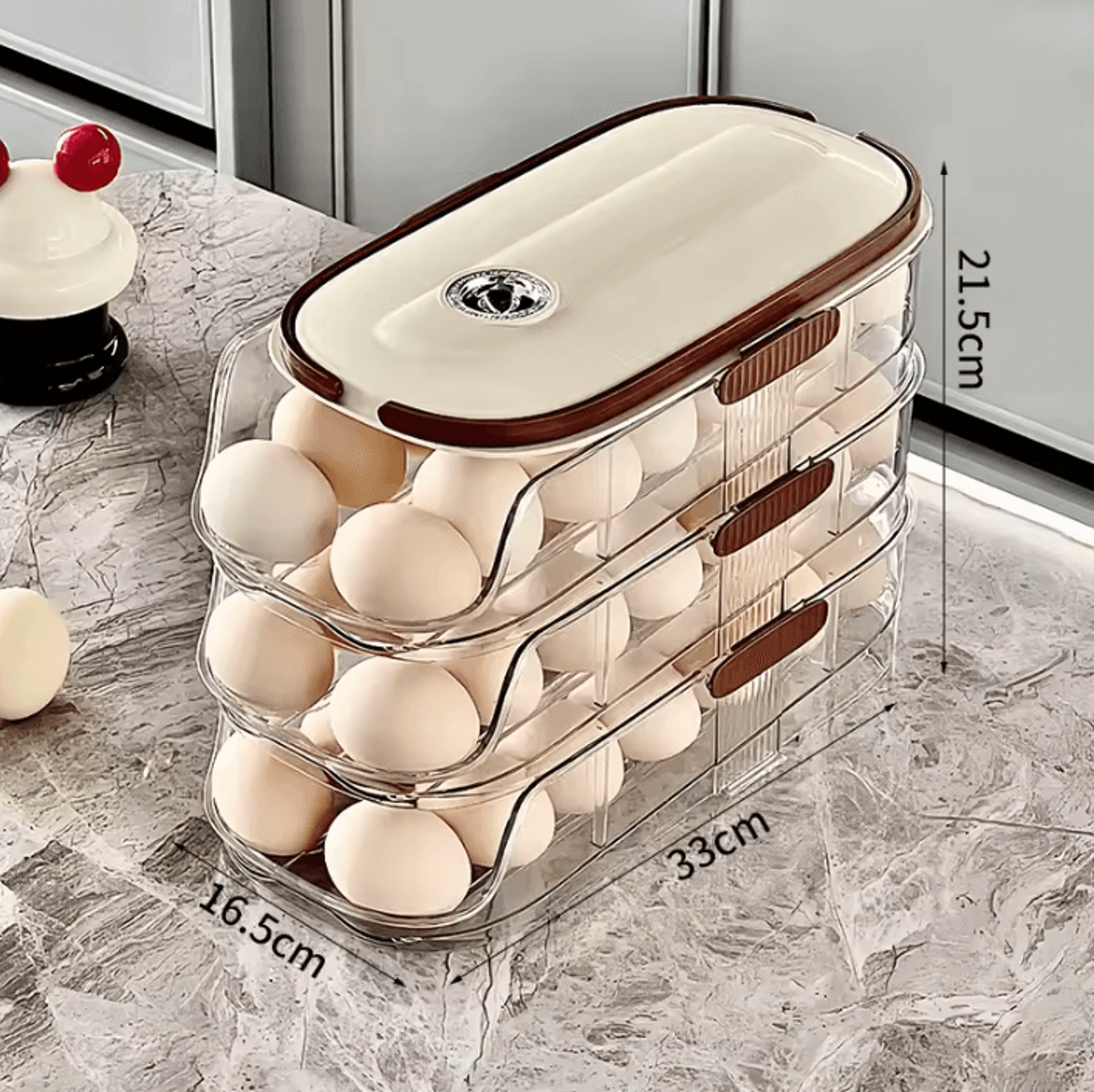 Automatic Rolling Egg Holder Rack For Refrigerator  Kitchen Storage 6