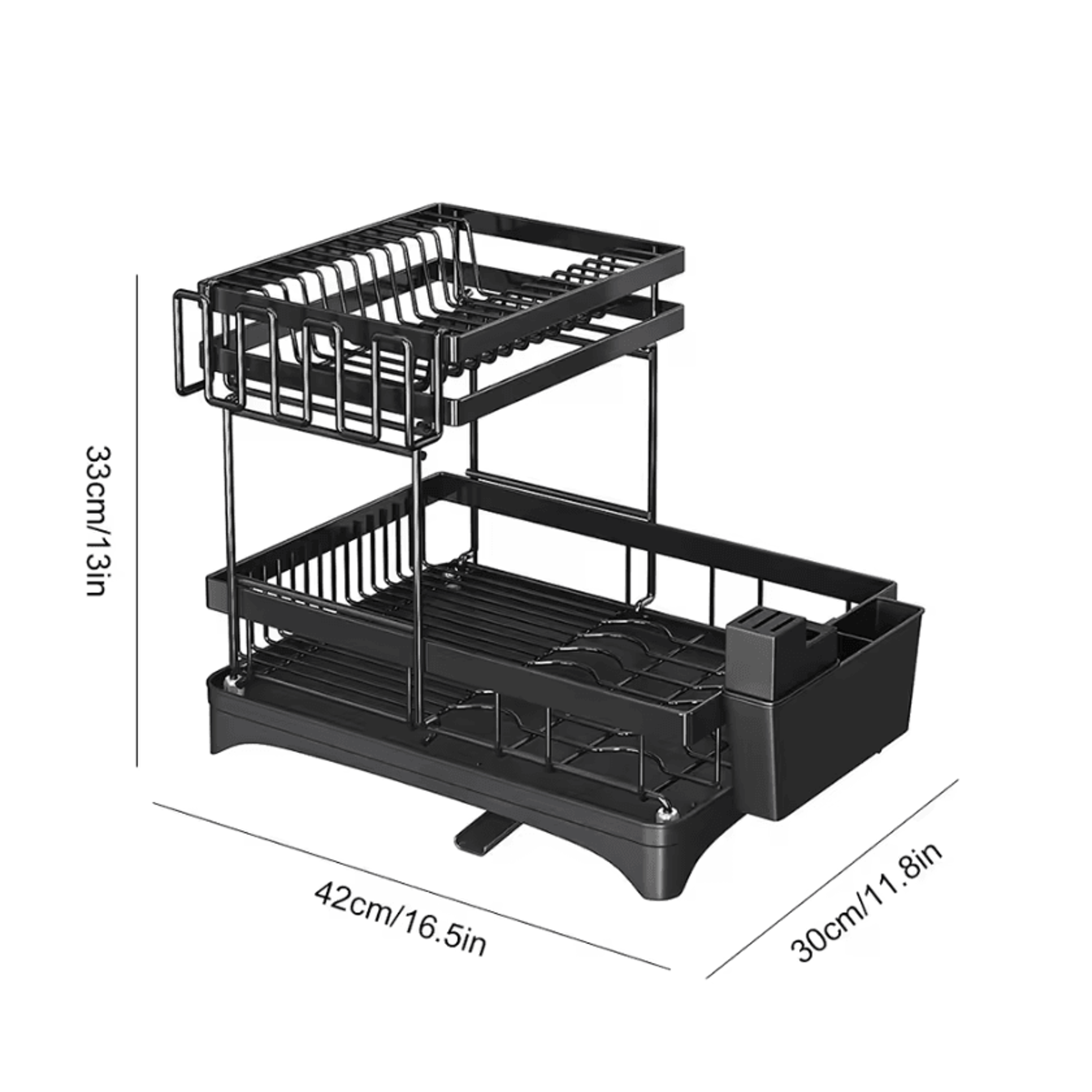3Tier Over Sink Dish Drying Rack With Protective Cover 3