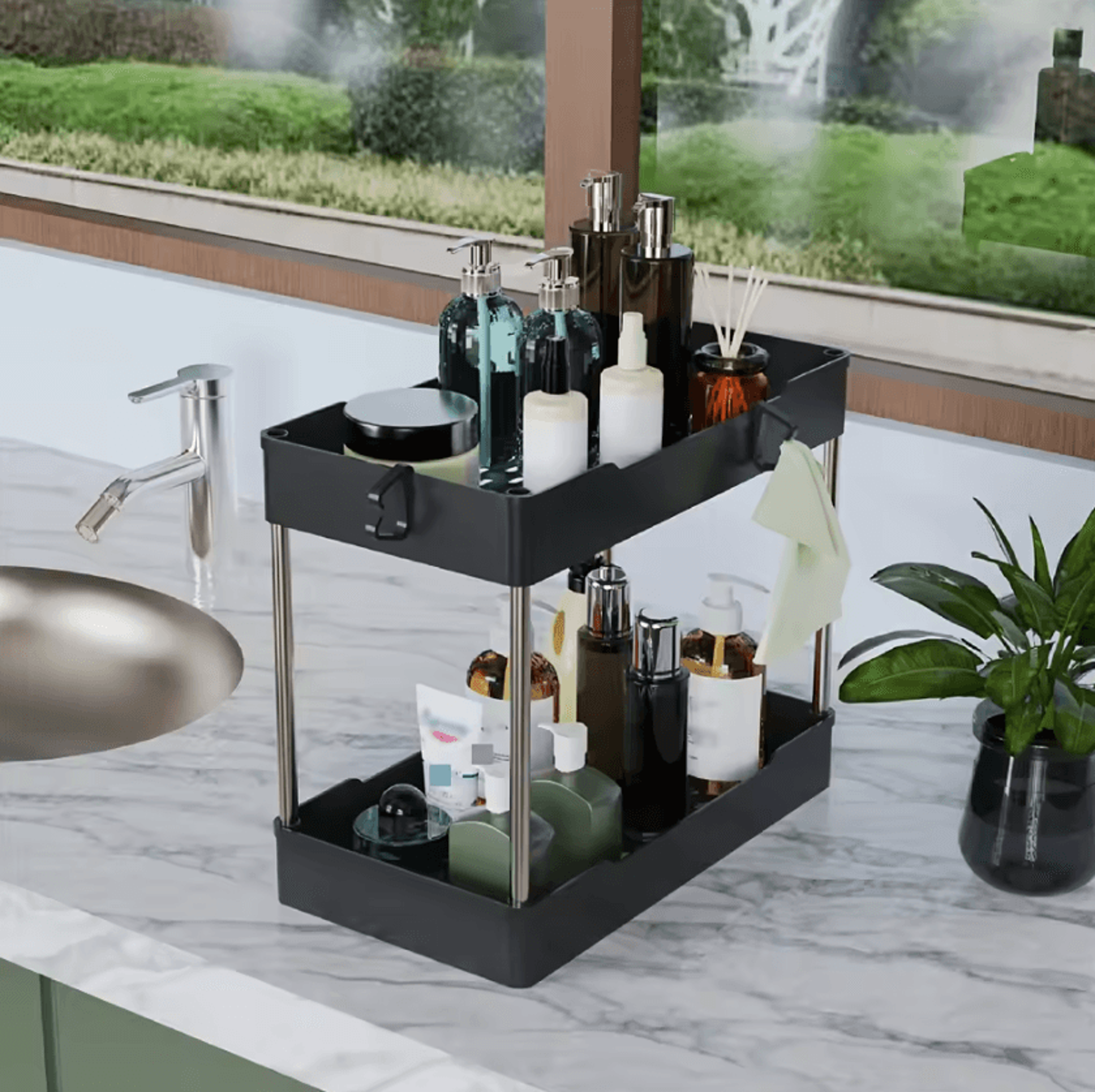 SpaceFlow 3Piece Under Sink Organizer Set  MultiSize Bathroom  Kitchen Storage Racks 2
