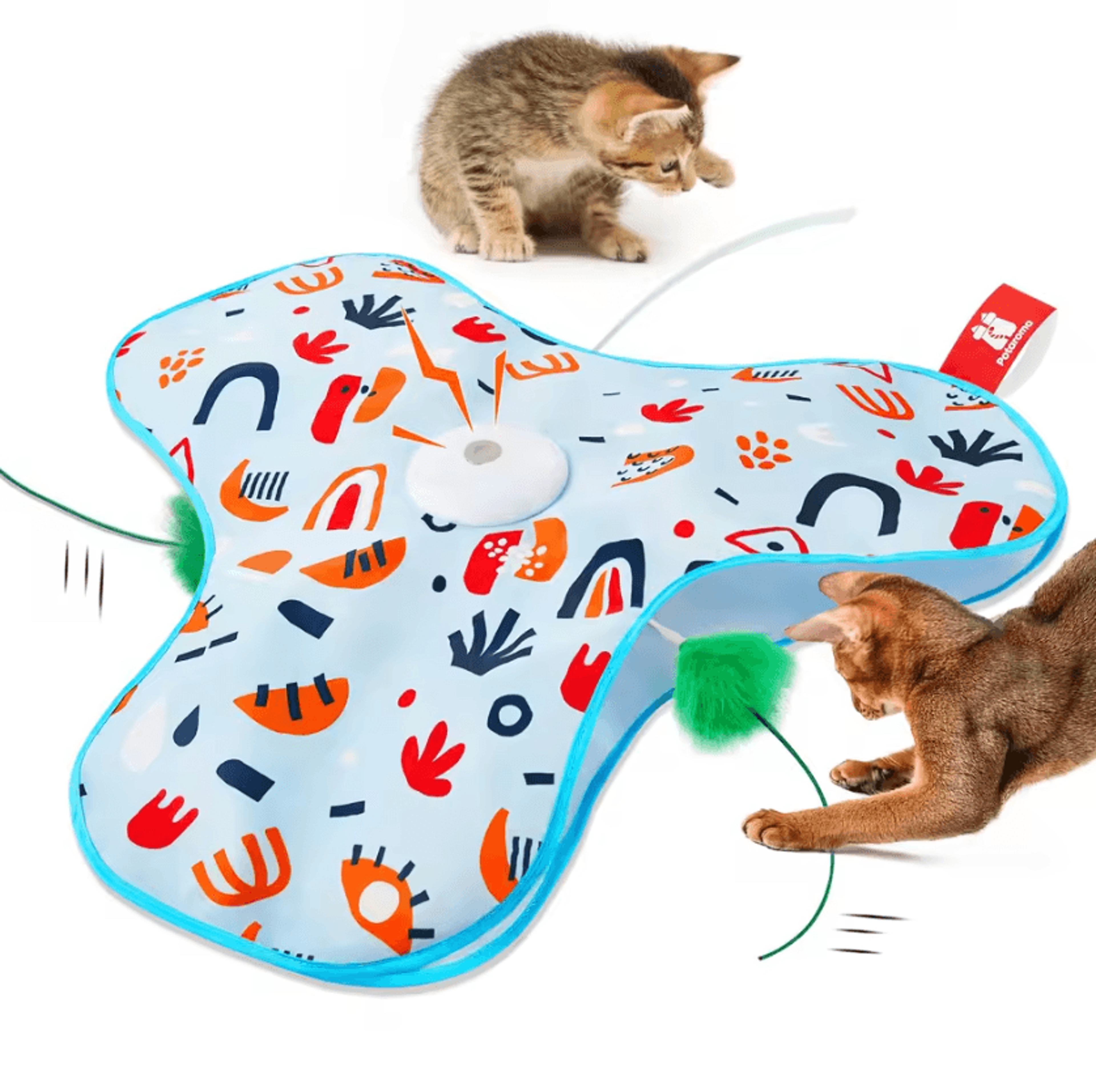 WhiskerHide Interactive Motion Cat Toy With Squeaky Mouse  Feather Teaser 5