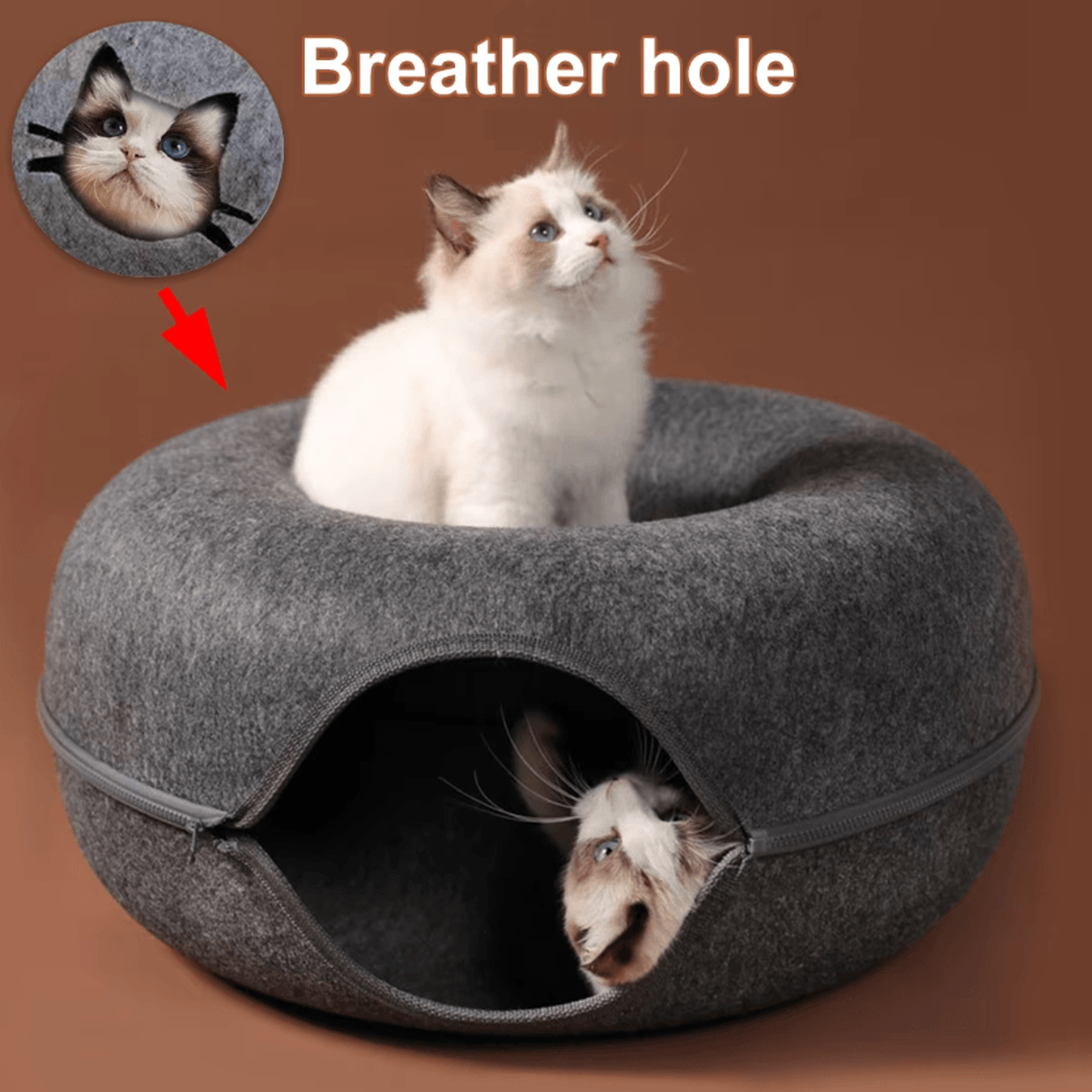 CozyLoop Felt Cat Tunnel Bed  Interactive Donut Nest 0