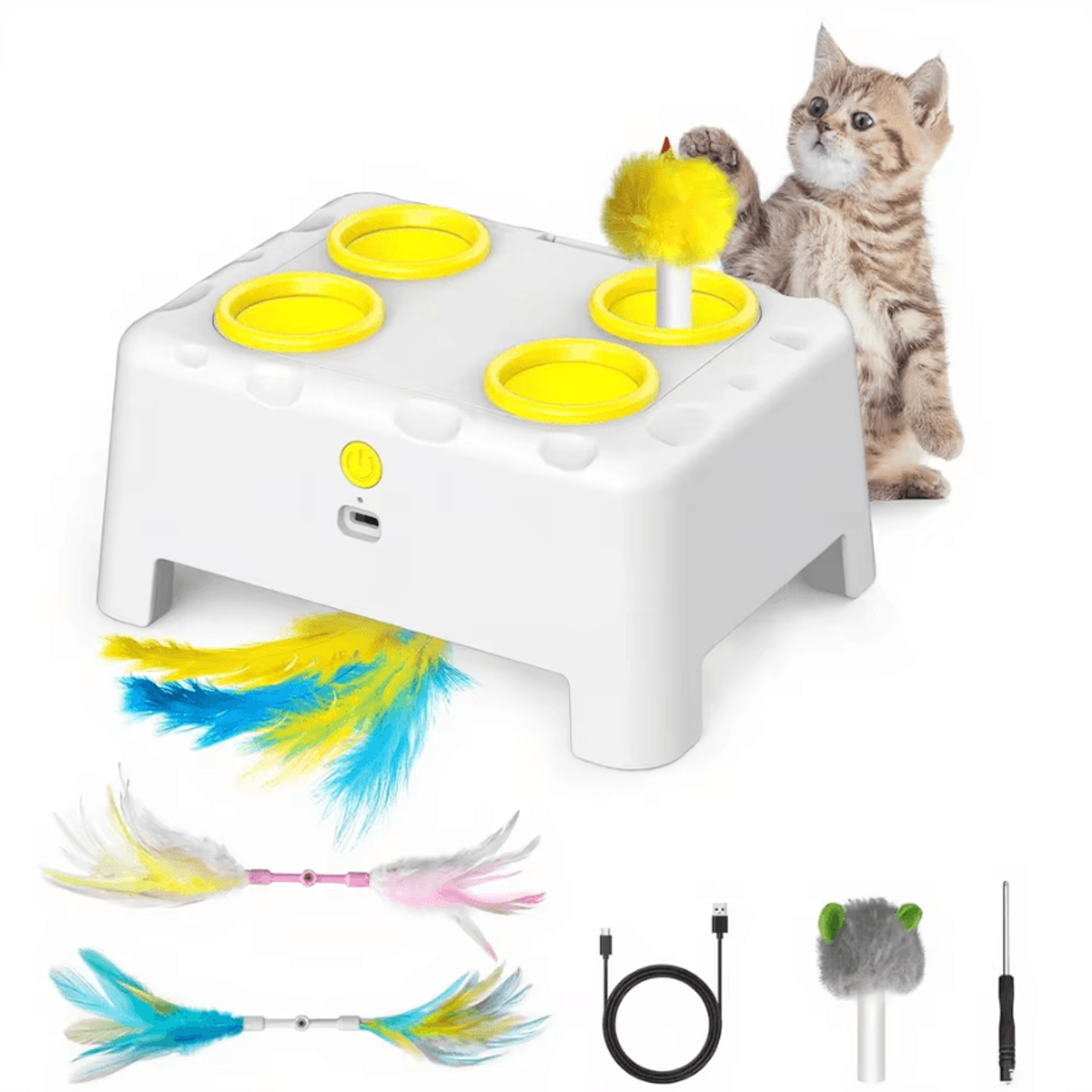 PouncePop Rechargeable WhackAMole Interactive Cat Toy 0