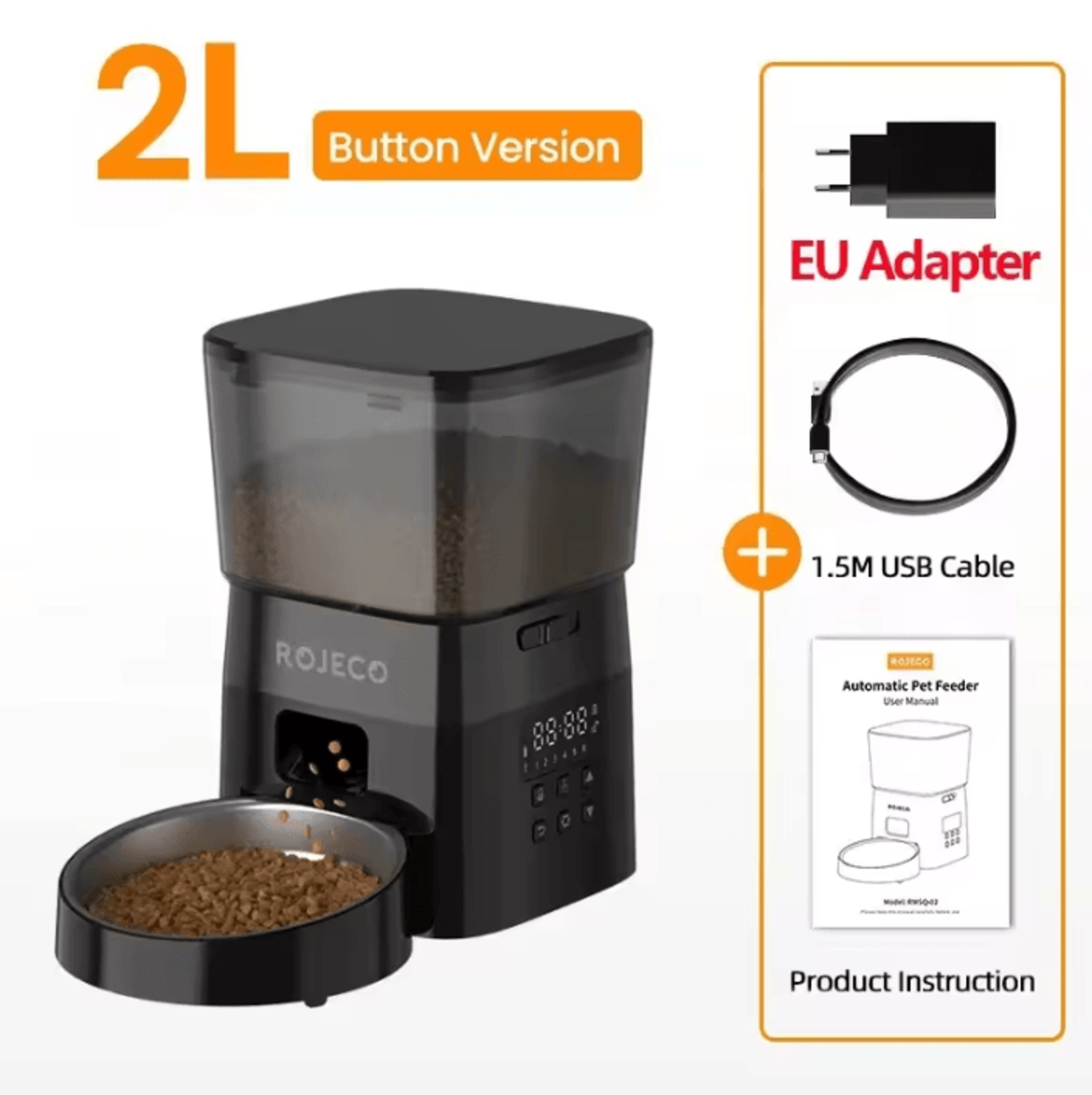 SmartServe ButtonControl Automatic Pet Feeder By ROJECO 2