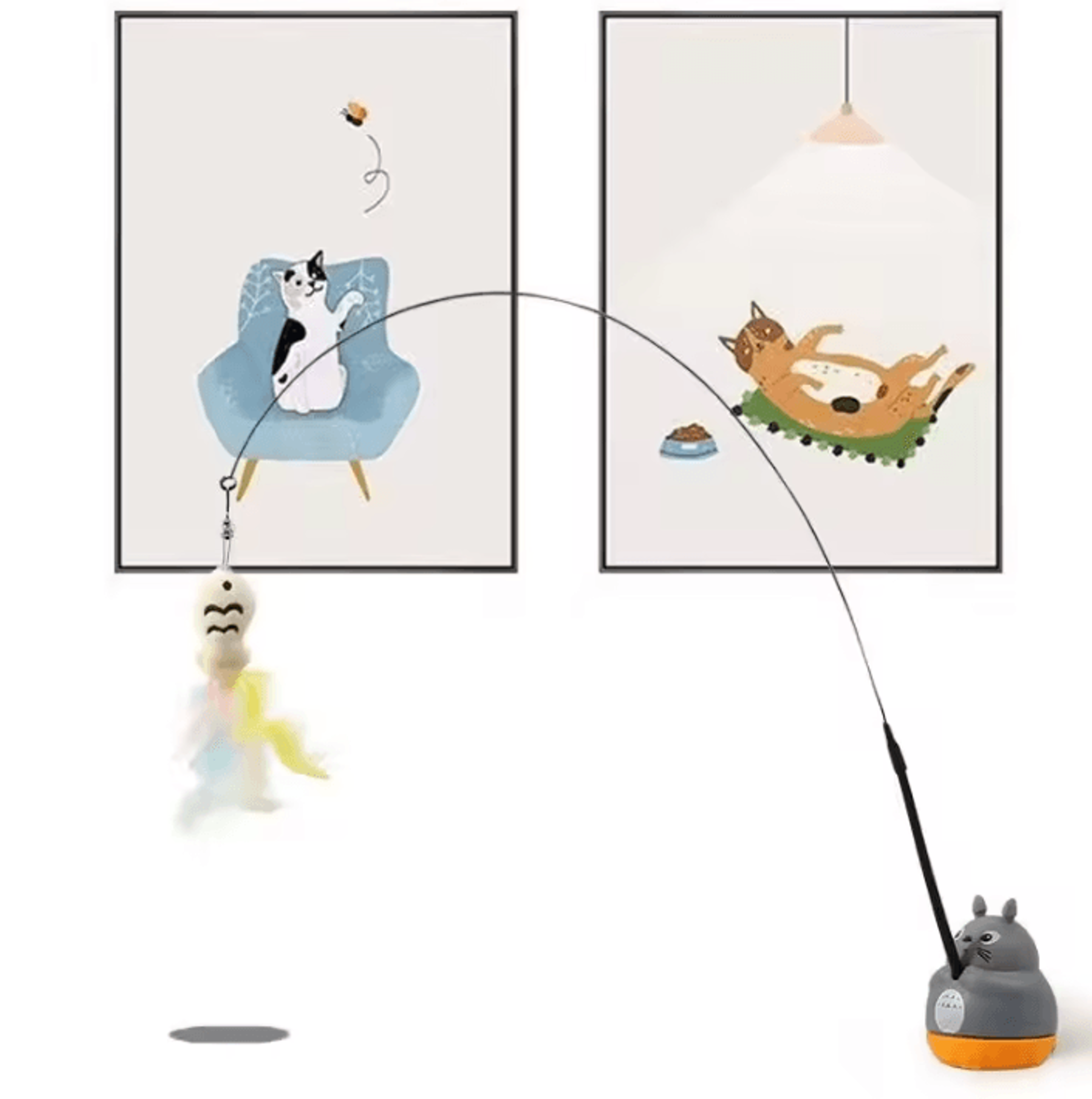 WhirlBell 360 Interactive Feather Wand Toy For Cats  Kittens 4
