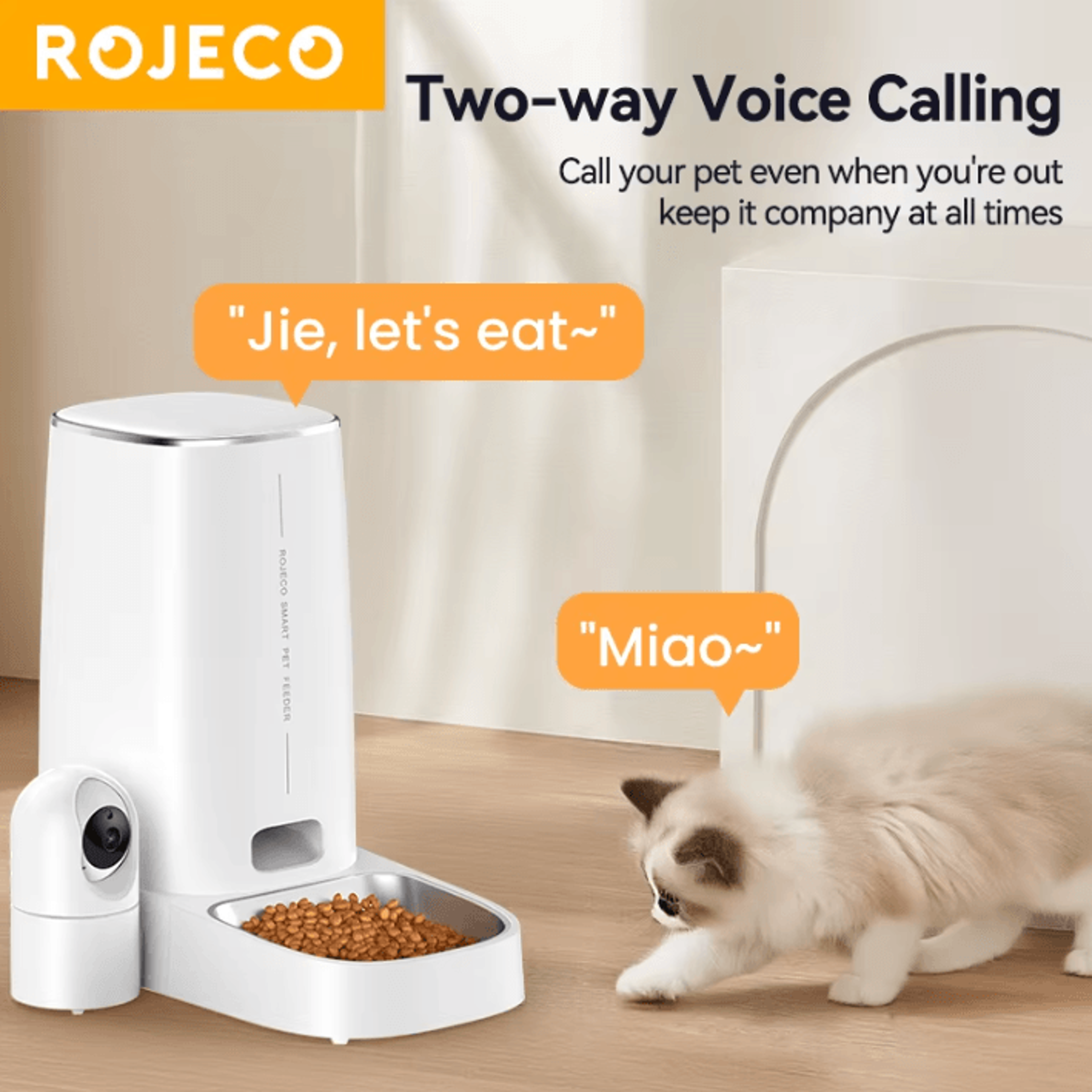 ROJECO SmartView 4L Automatic Pet Feeder With 360 Camera  WiFi Control 1
