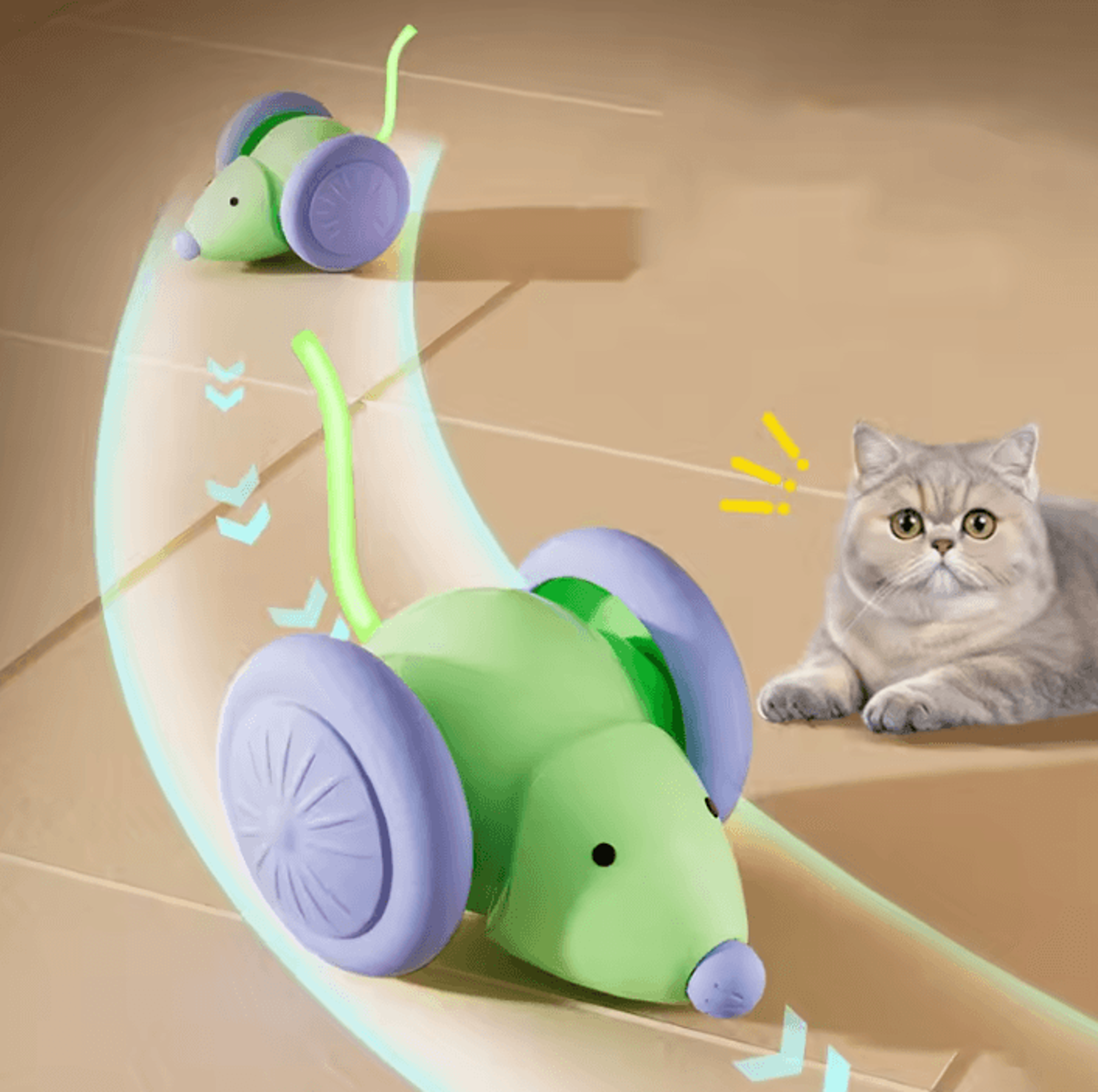 ZoomMouse Interactive Cat Toy Car  Rechargeable Smart Mouse With Obstacle Avoidance 2