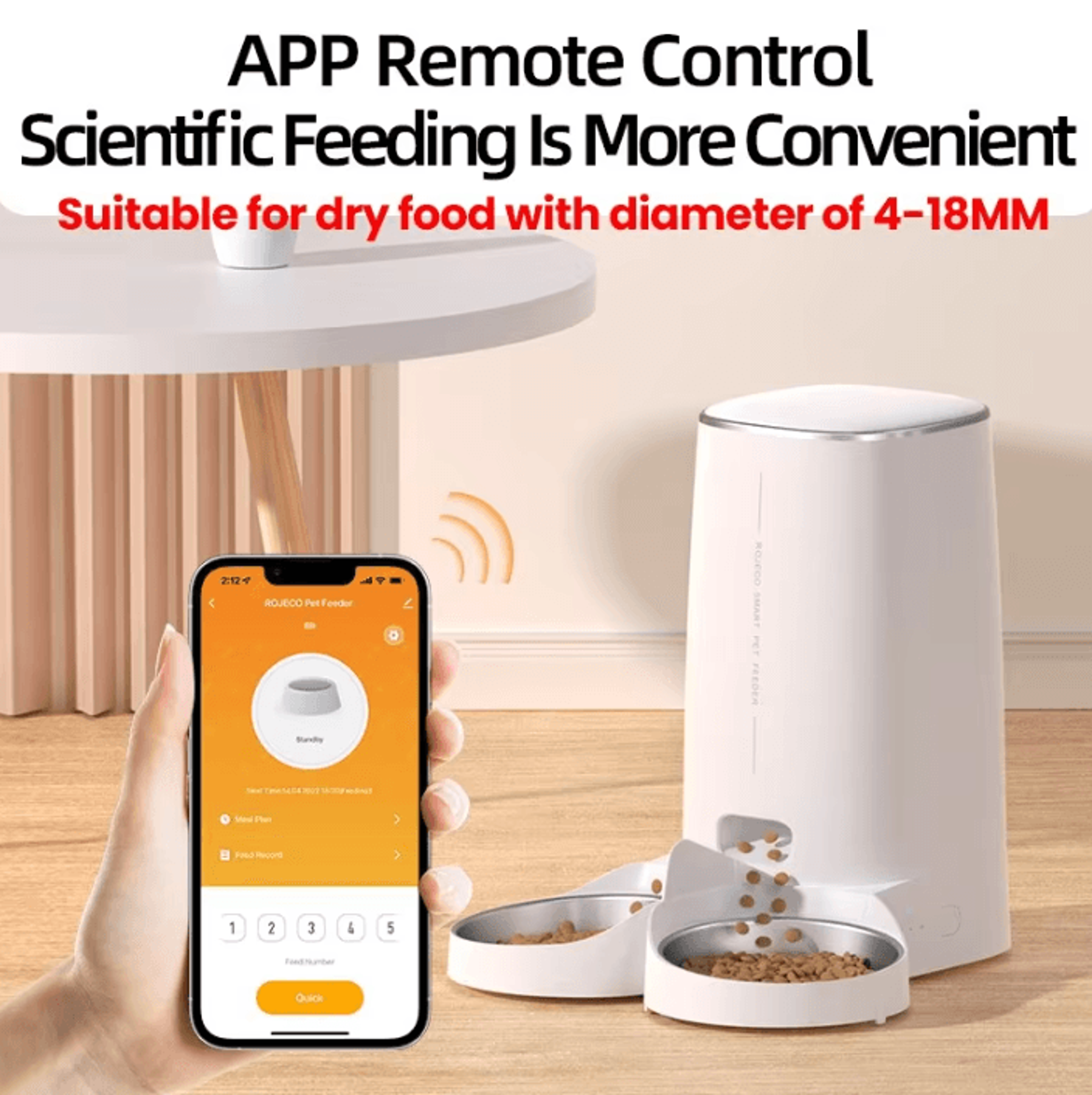 ROJECO Smart WiFi Automatic Cat Feeder With Remote App Control 2