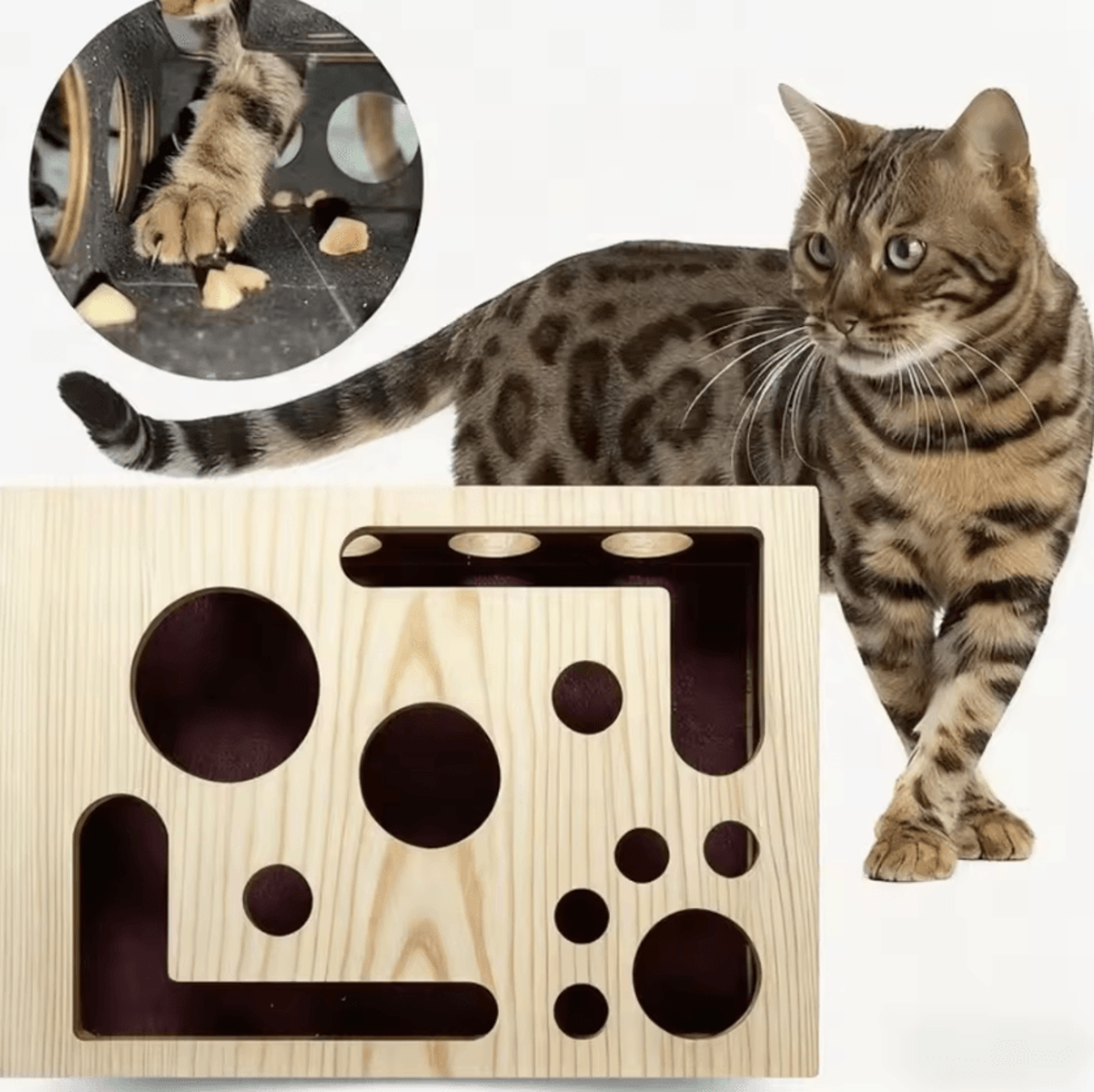 Interactive Cat Nail File Puzzle Box With Bell Ball Maze Tunnel 0