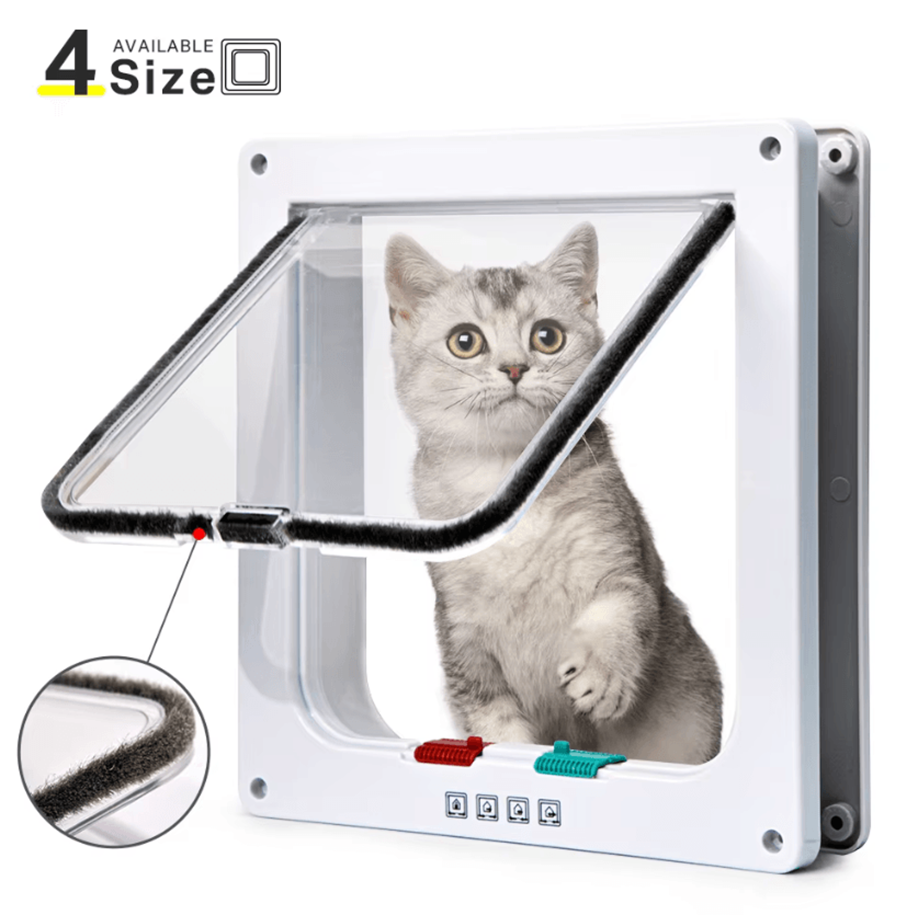 4Way Locking Smart Pet Door For Cats  Small Dogs 0