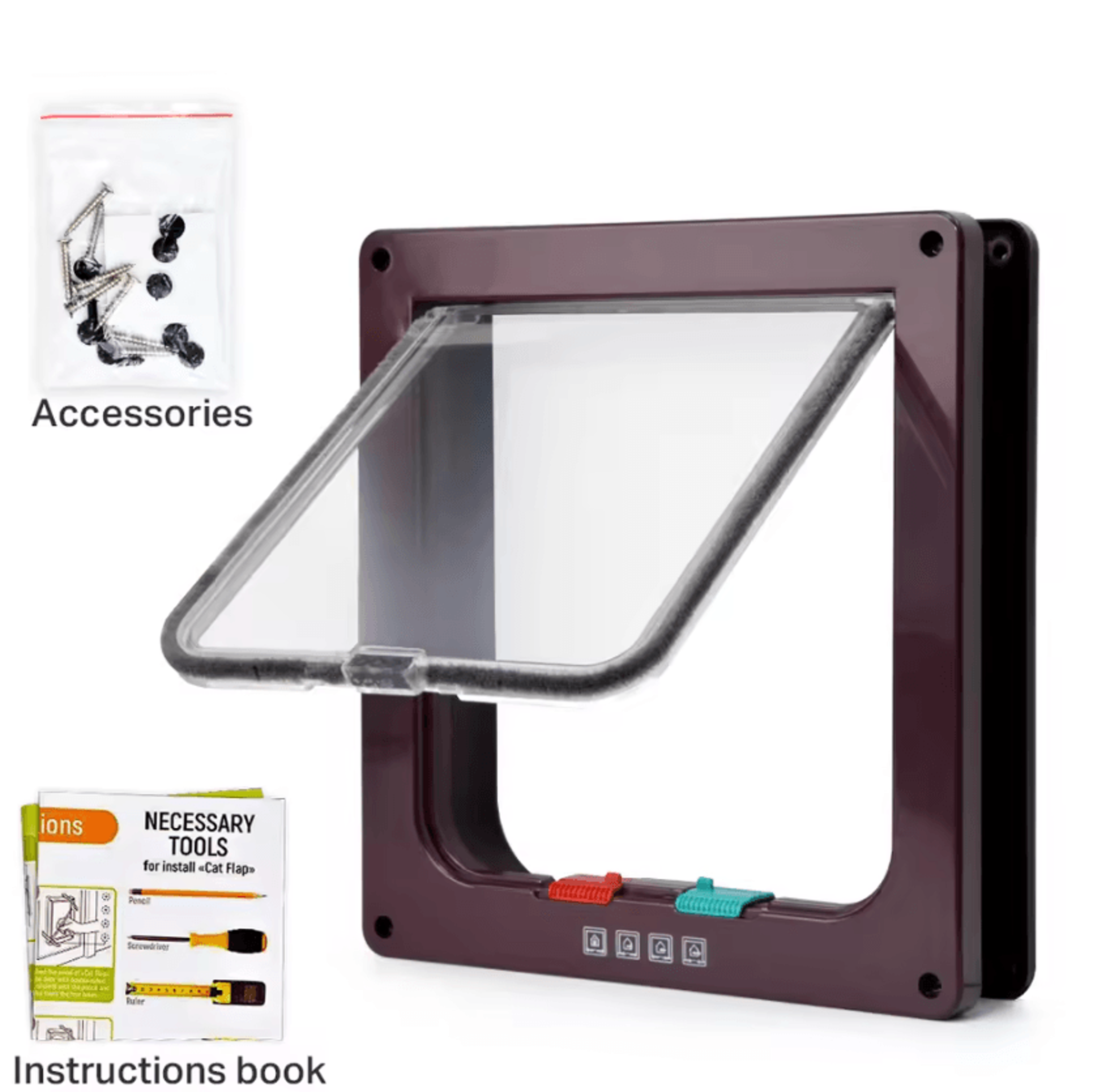 4Way Locking Smart Pet Door For Cats  Small Dogs 4