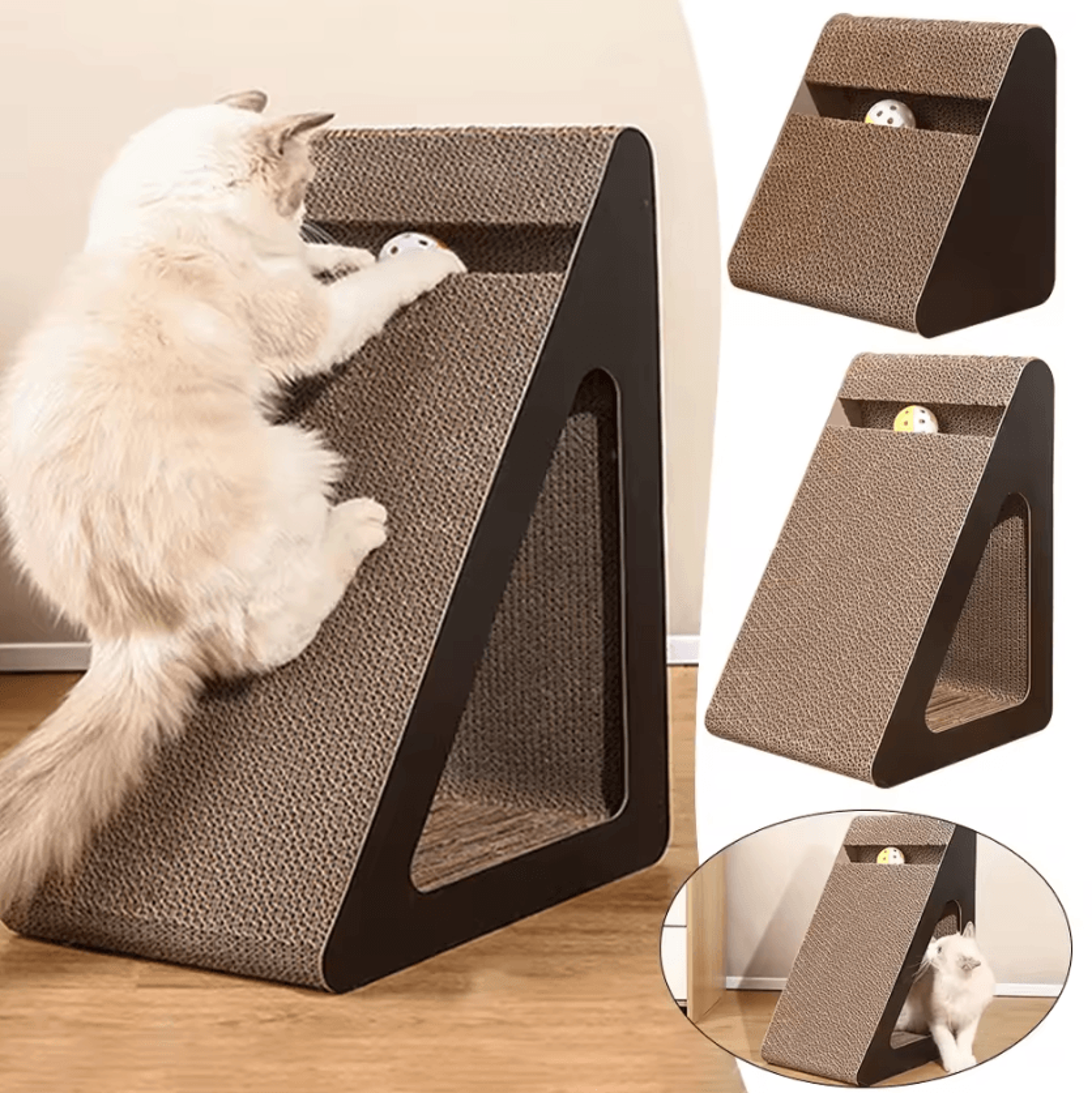 Interactive Cat Scratching Board With Rotating Ball Toy  Furniture Protection 0