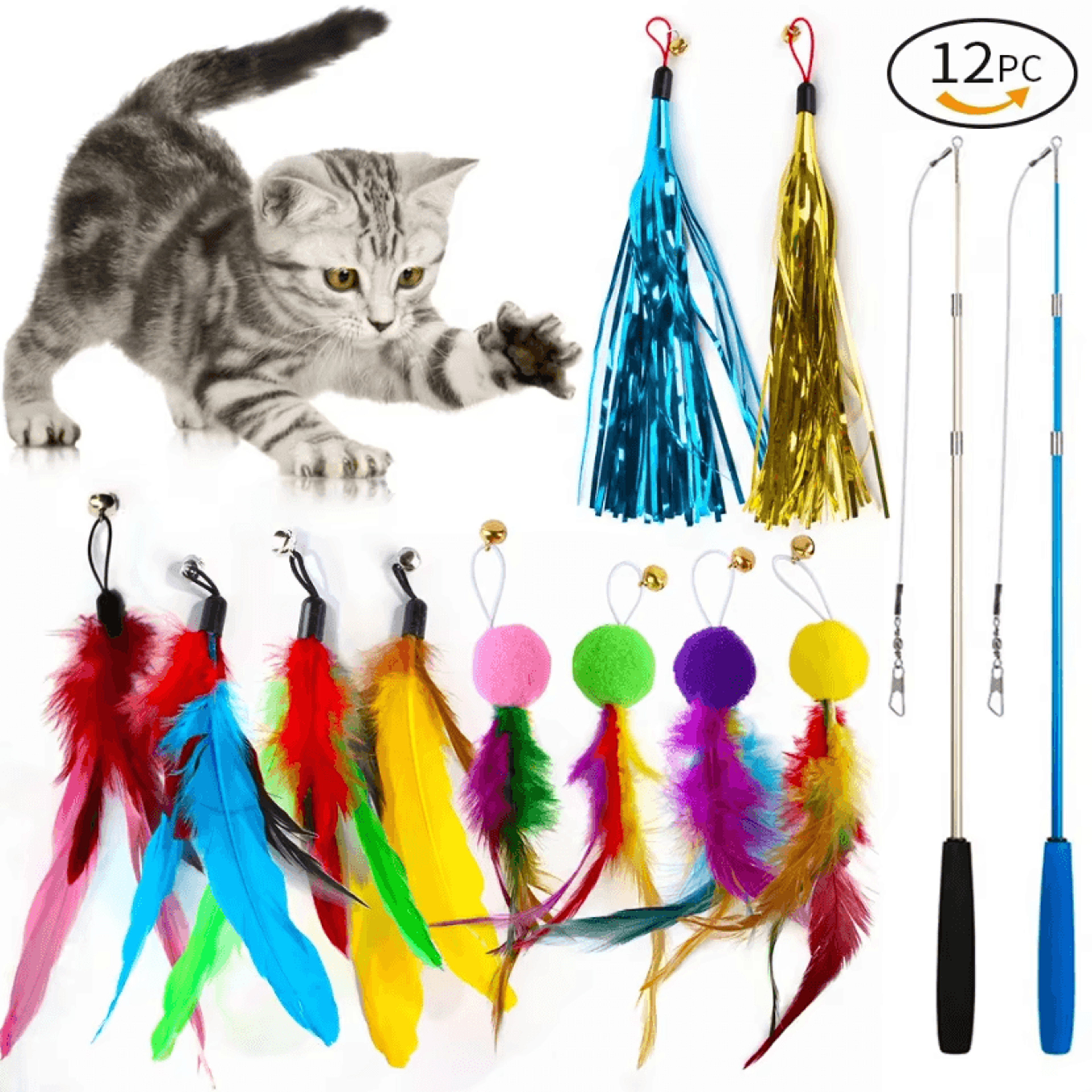 FeatherWand Interactive Cat Wand Toy Set With Tassel  Feather Refills 0