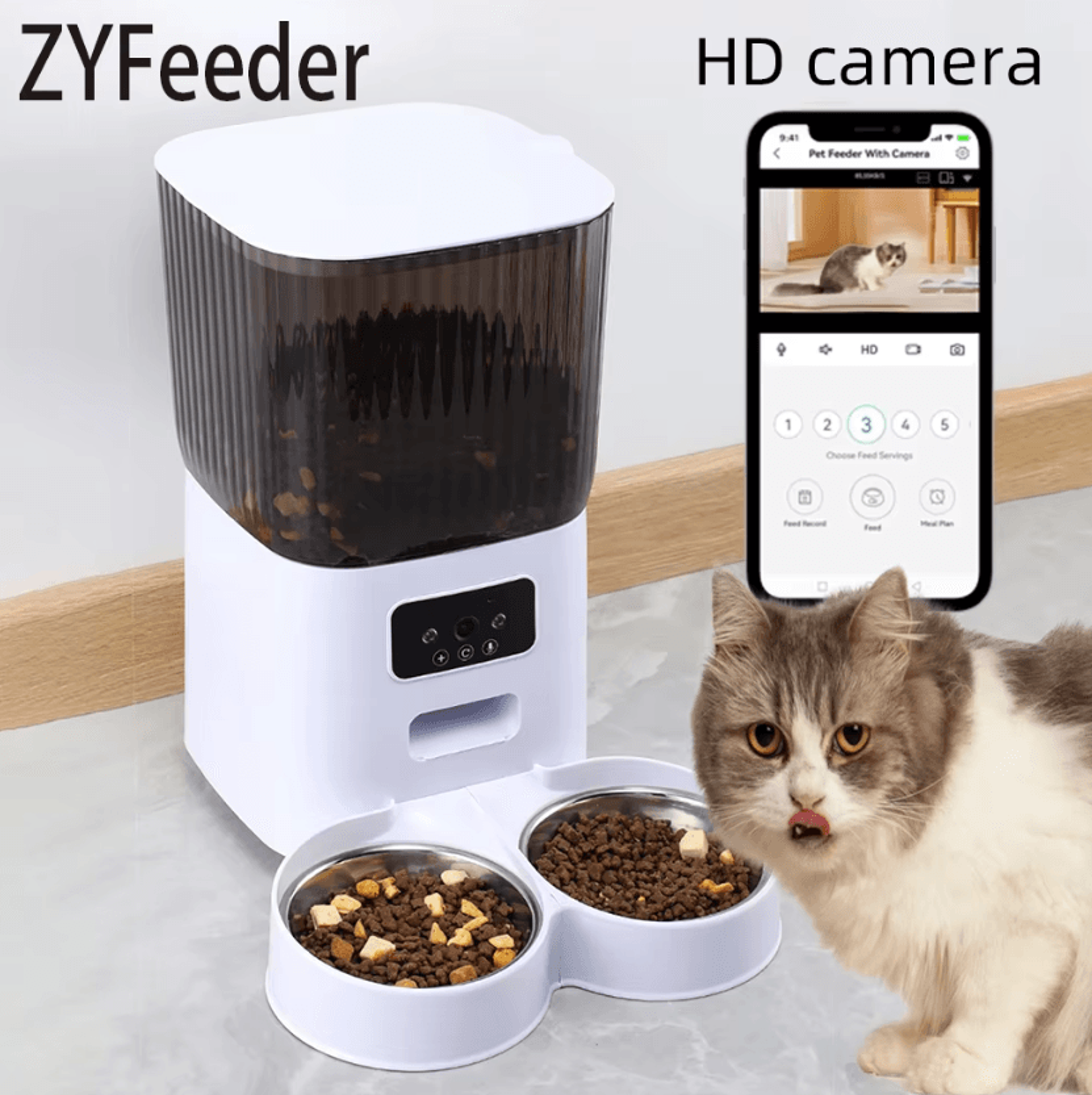 Smart 5L Automatic Pet Feeder With Camera  WiFi Control 0