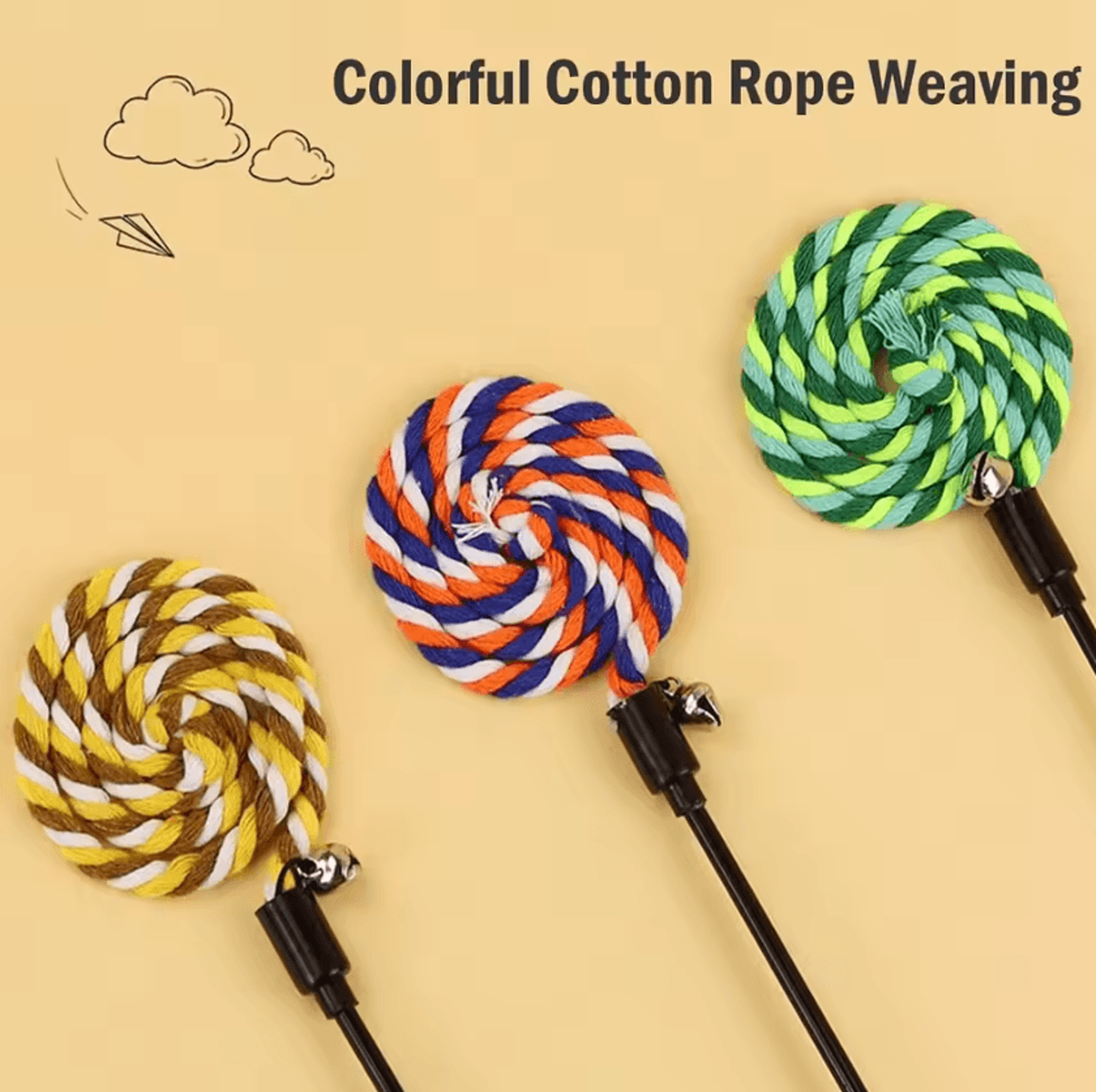 Interactive Cat Wand Toy Set With Cotton Rope Teasers For Indoor Cats 1