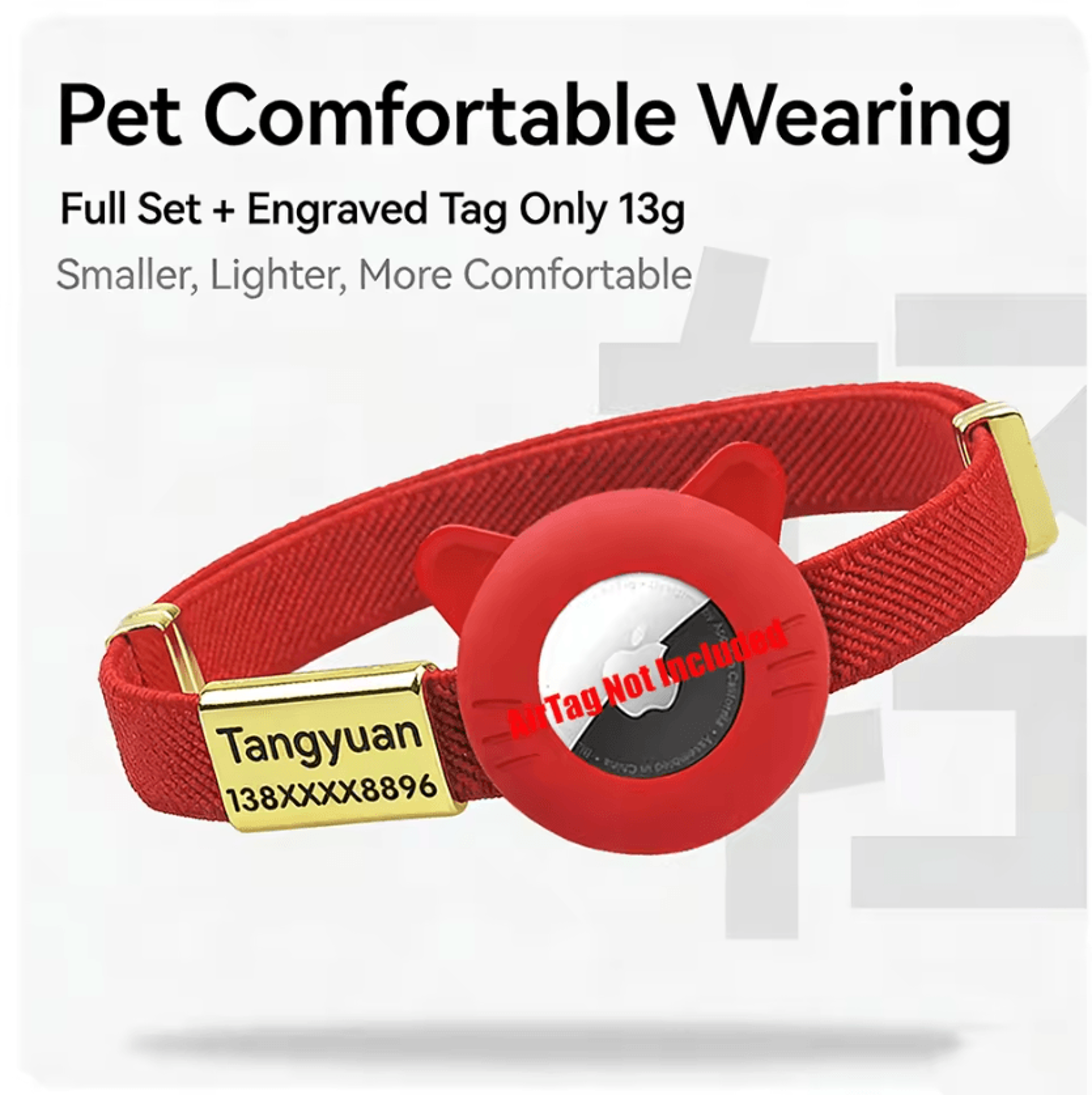 Breakaway AirTag Cat Collar With GPS Holder  Custom Name Tag 1