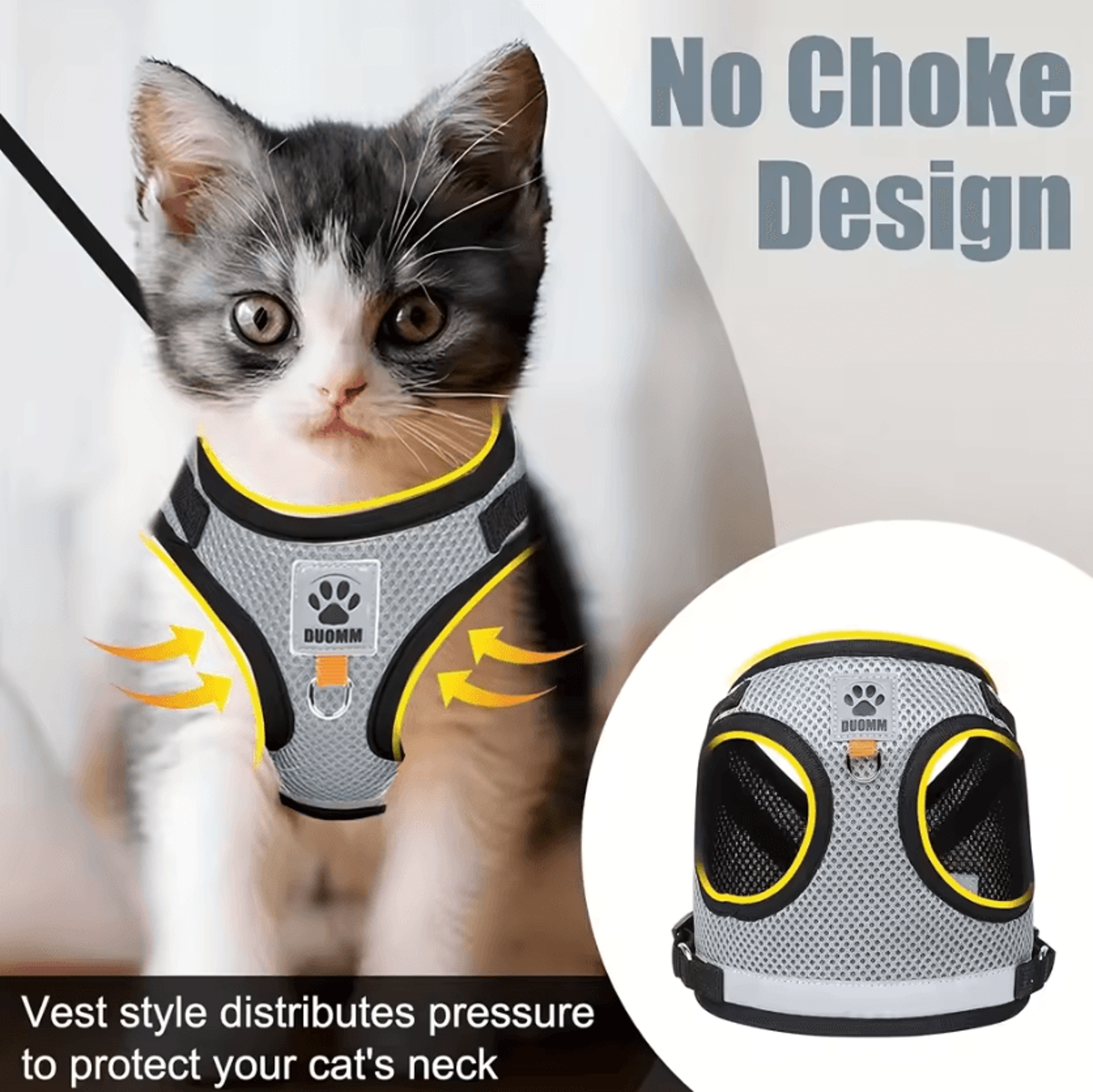 Adjustable Soft Mesh Cat Harness  Leash Set For Indoor Cats And Kittens 4