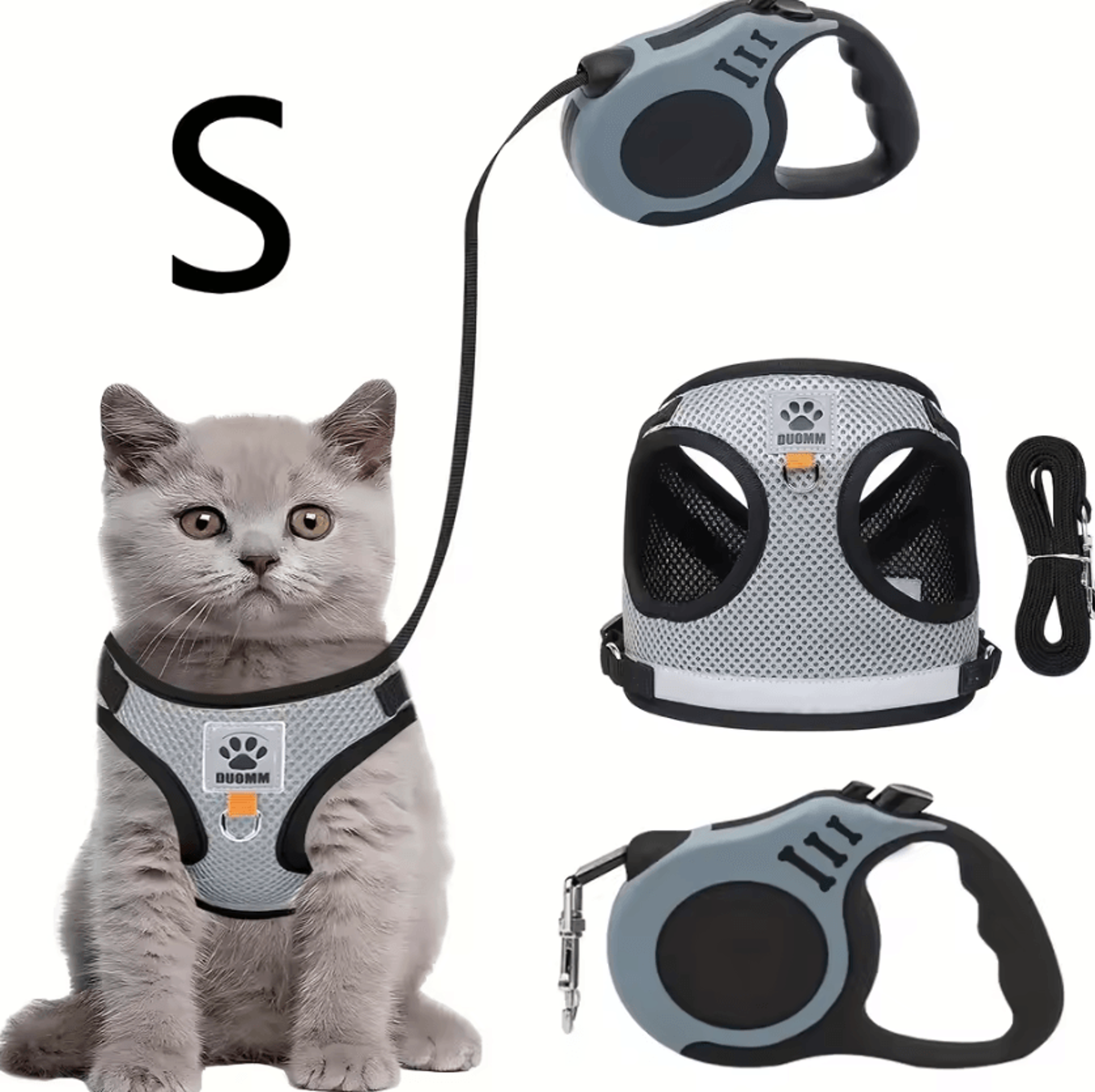Adjustable Soft Mesh Cat Harness  Leash Set For Indoor Cats And Kittens 5
