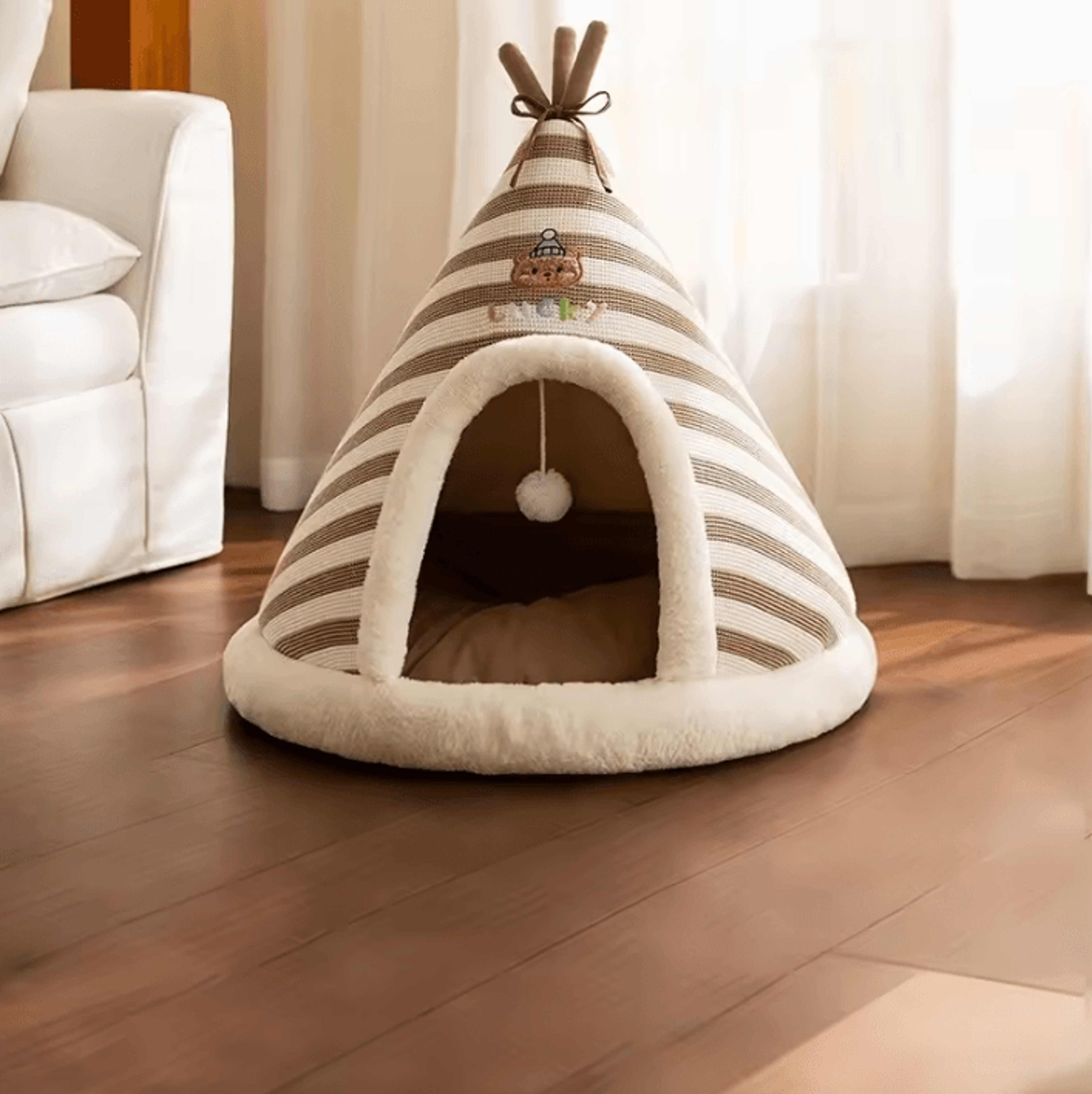 SelfWarming Plush Cat Tent Bed With Removable Washable Cover 5