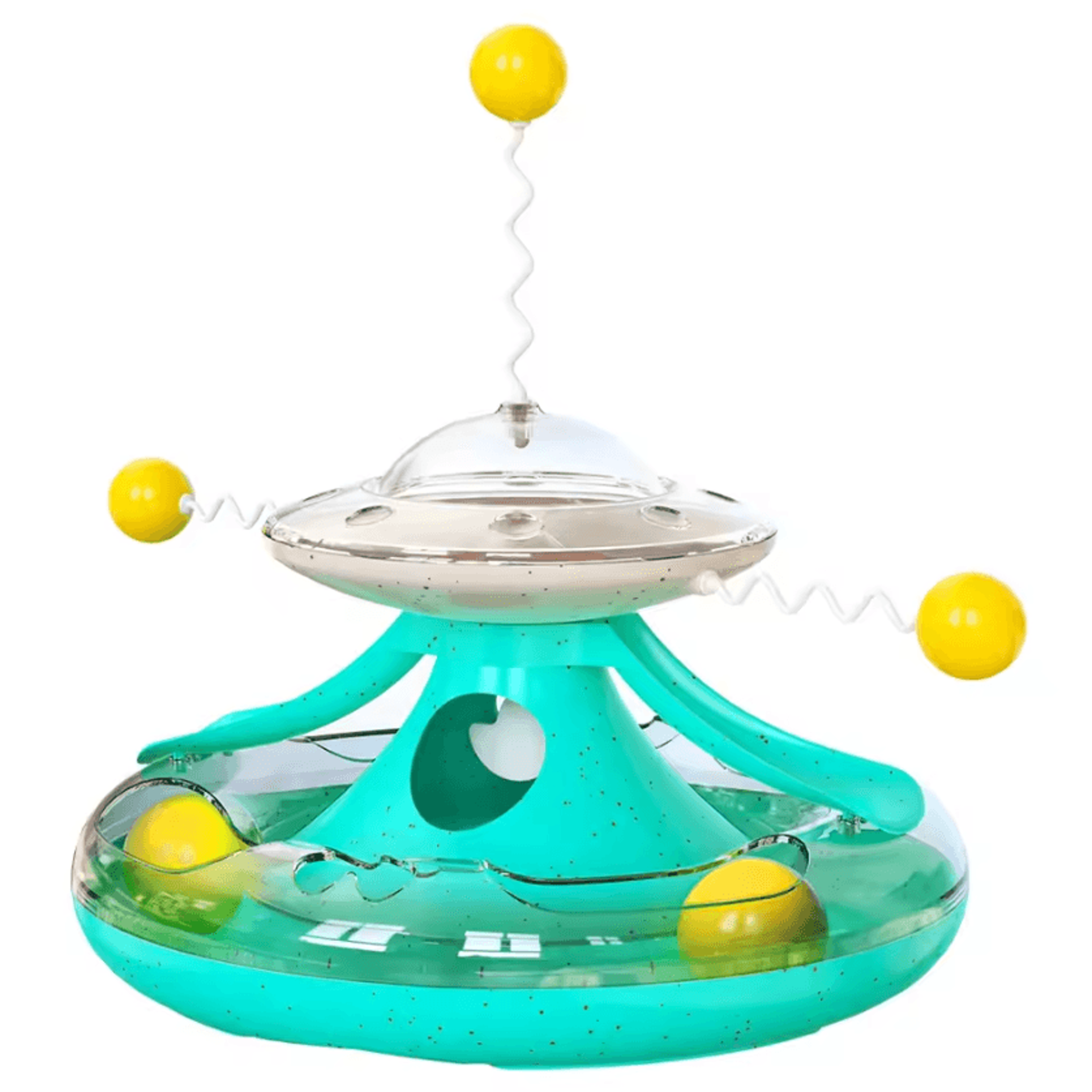Interactive Cat Puzzle Toy With Spinning Track Balls  Feather Teaser 2