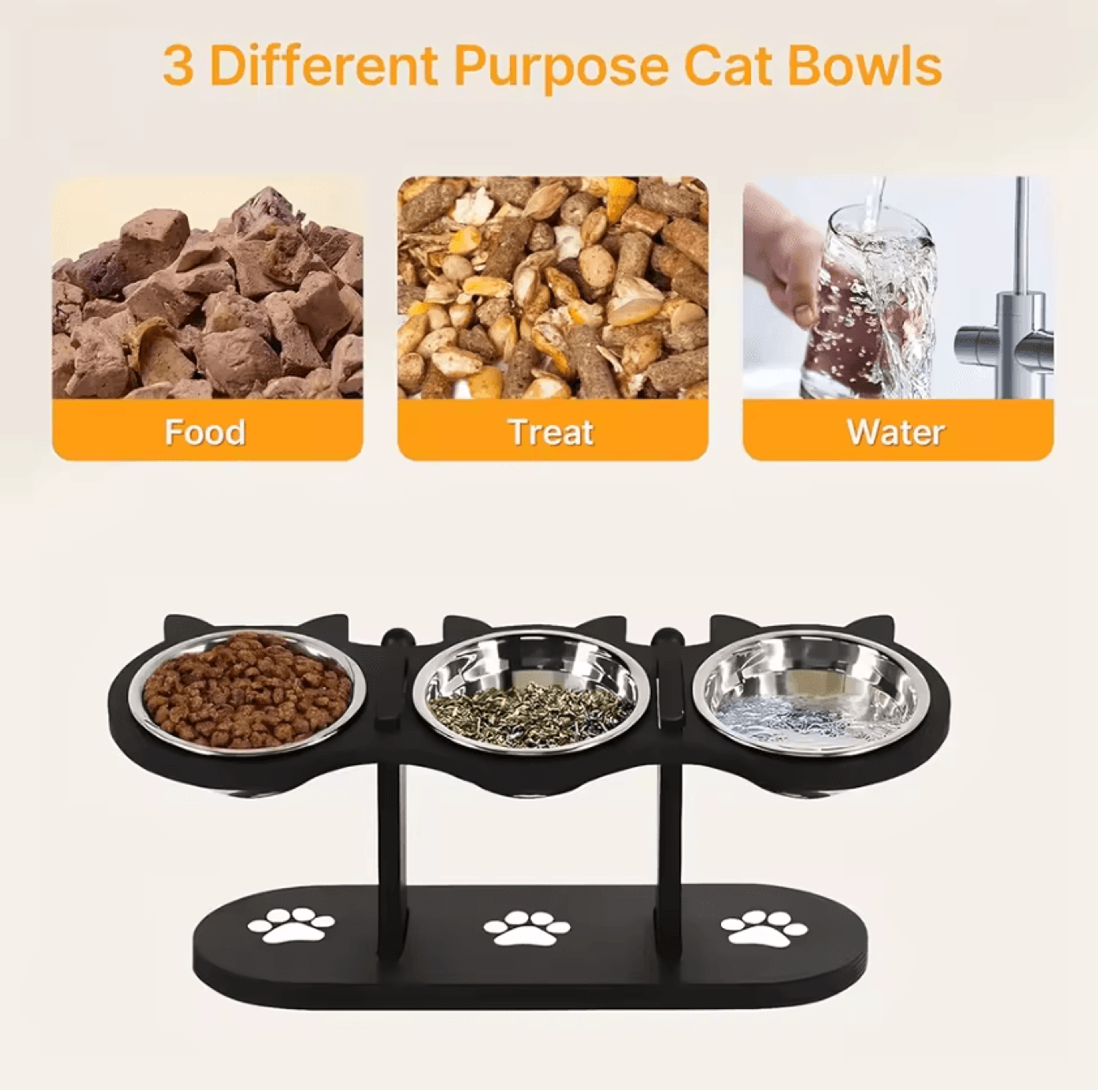 WhiskerNest Elevated 3Bowl Cat Feeding Station 2