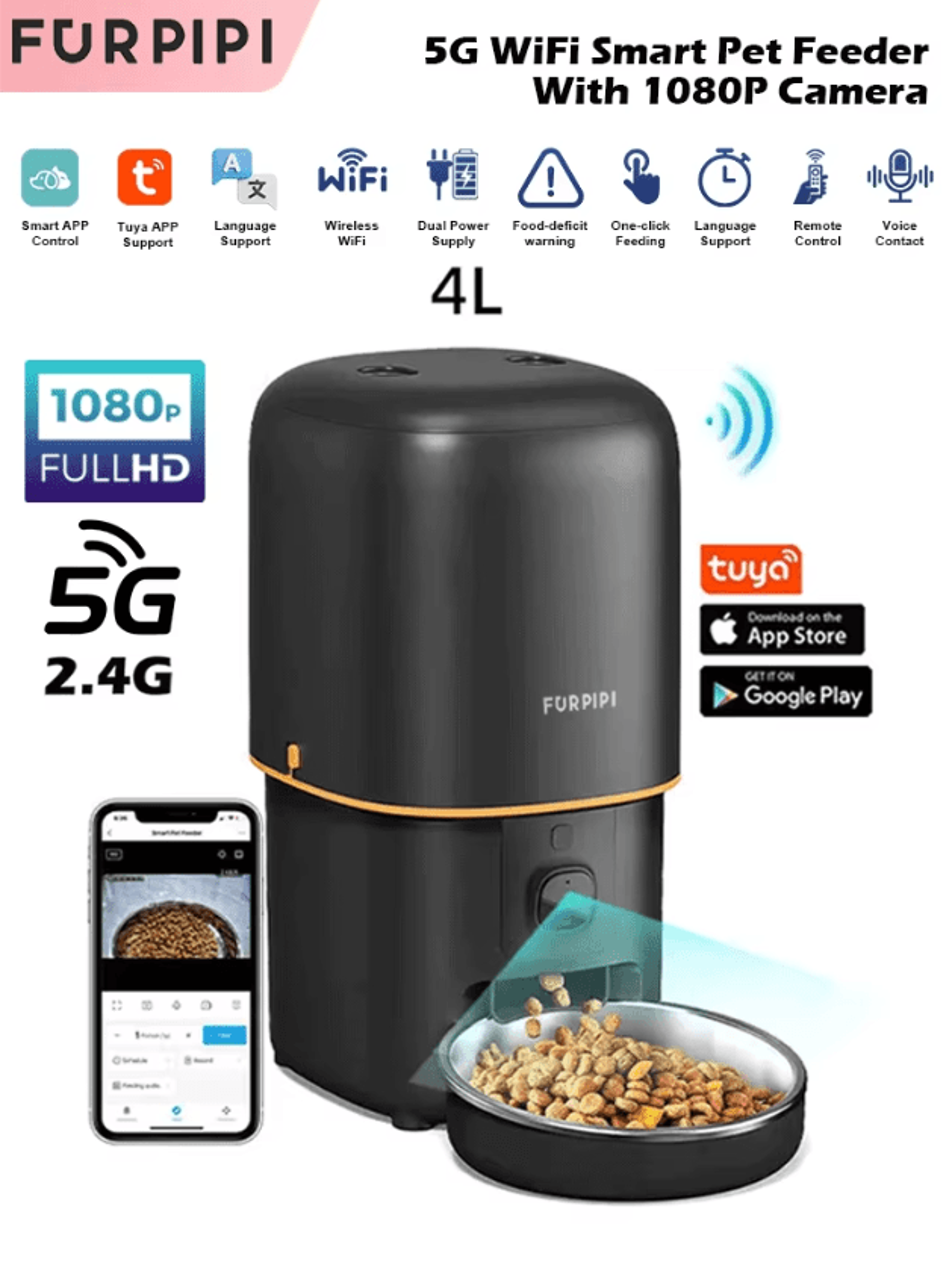 VisionServe WiFi Automatic Pet Feeder With Camera 0