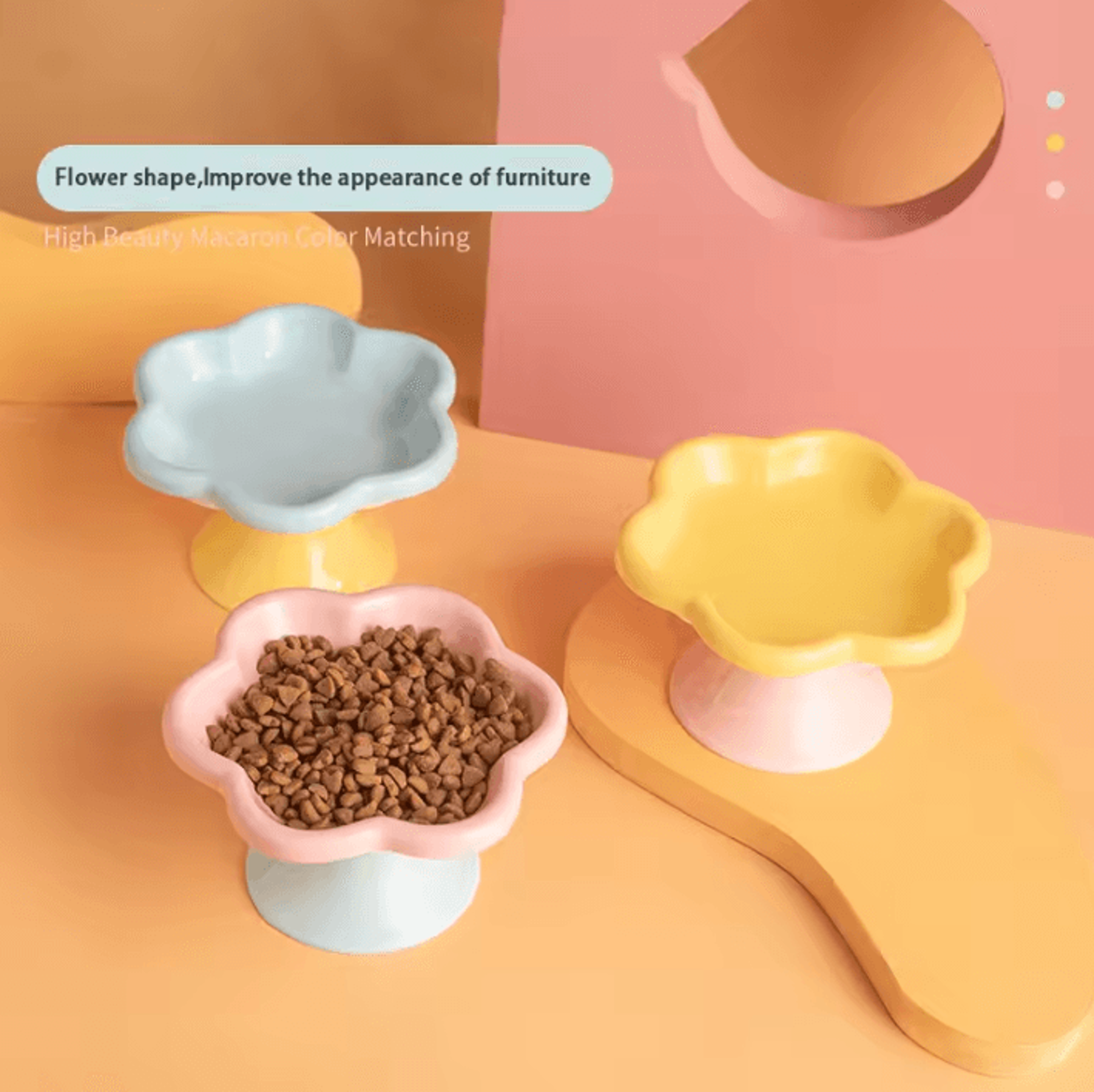 BloomPet Elevated Ceramic Flower Cat Bowl With Stand 0