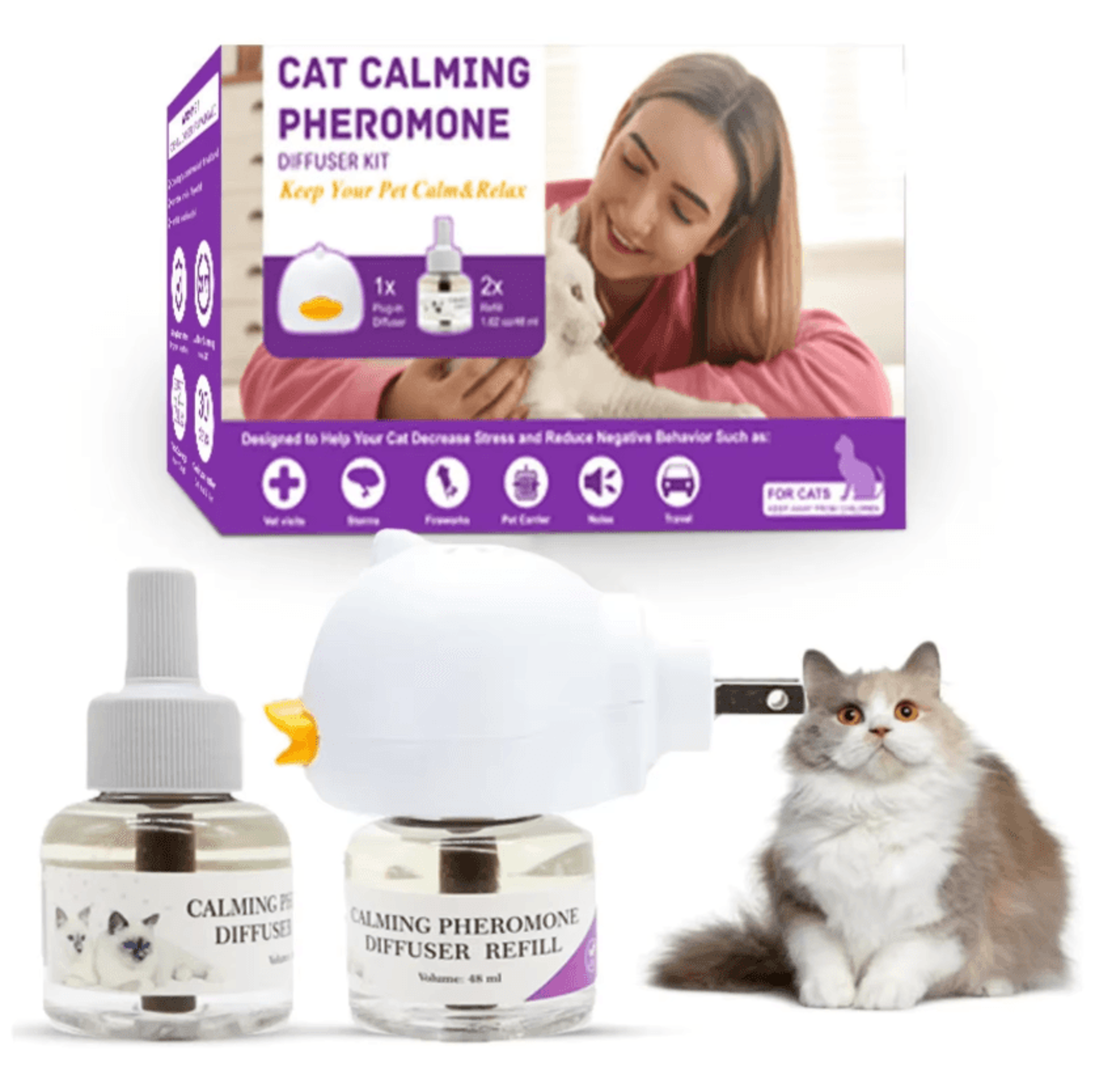 CalmPaws Cat Pheromone Diffuser  Spray Kit For Stress Relief 0
