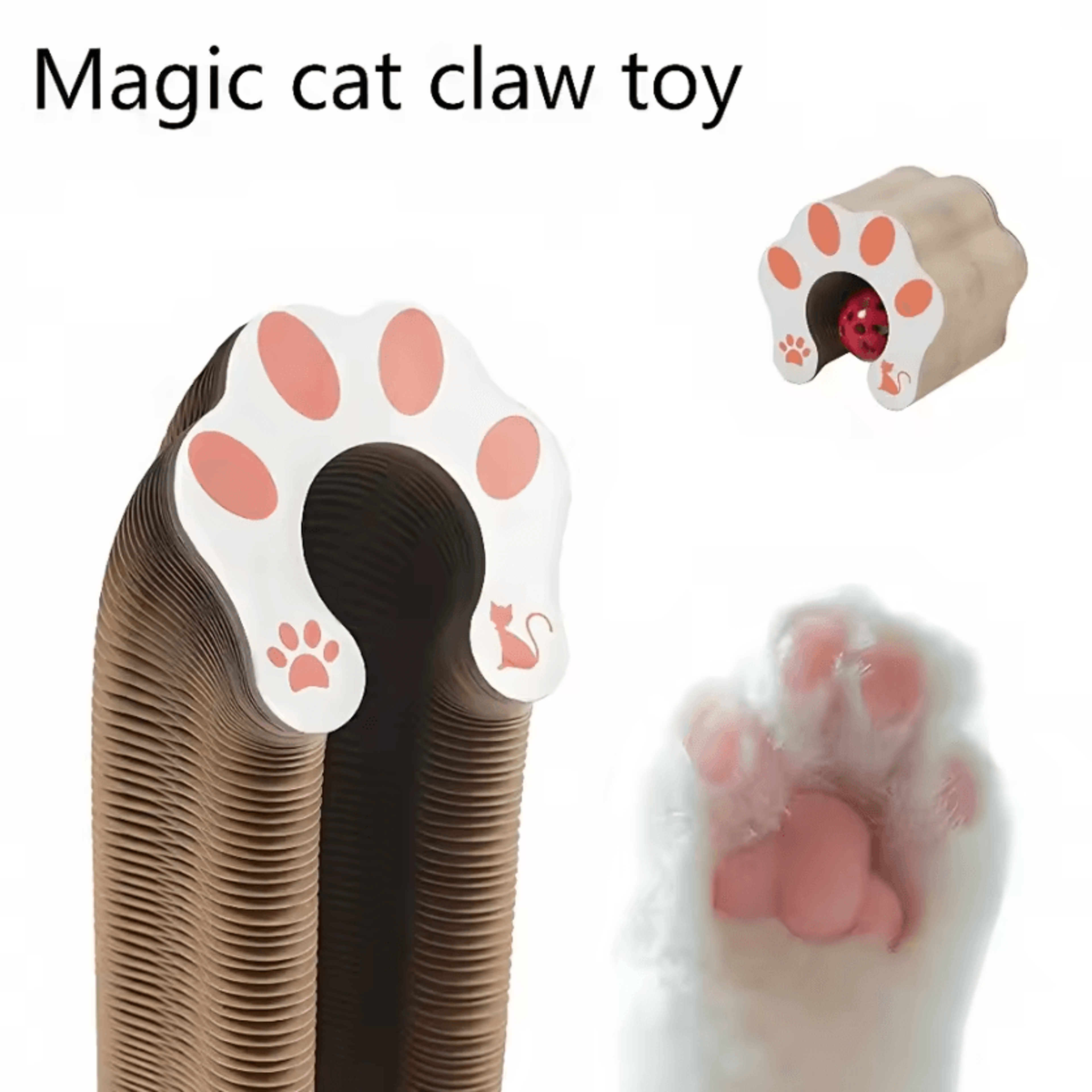 FlexiPaws Accordion Cat Scratching Board With Interactive Ball Toy 1