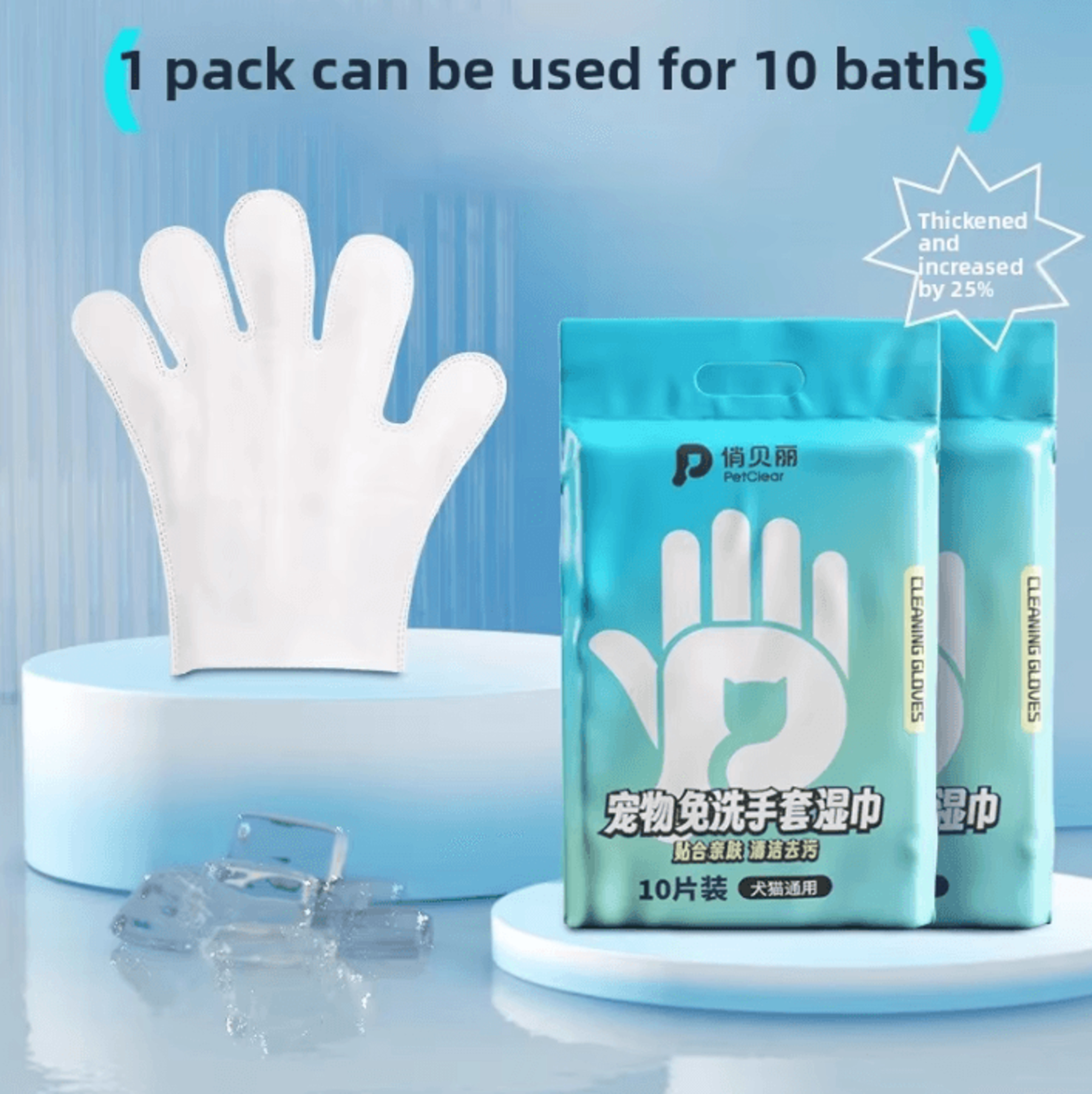 PetClear Deodorizing Pet Glove Wipes  Quick Cleaning Paw Body  Butt Care For Cats  Dogs 1