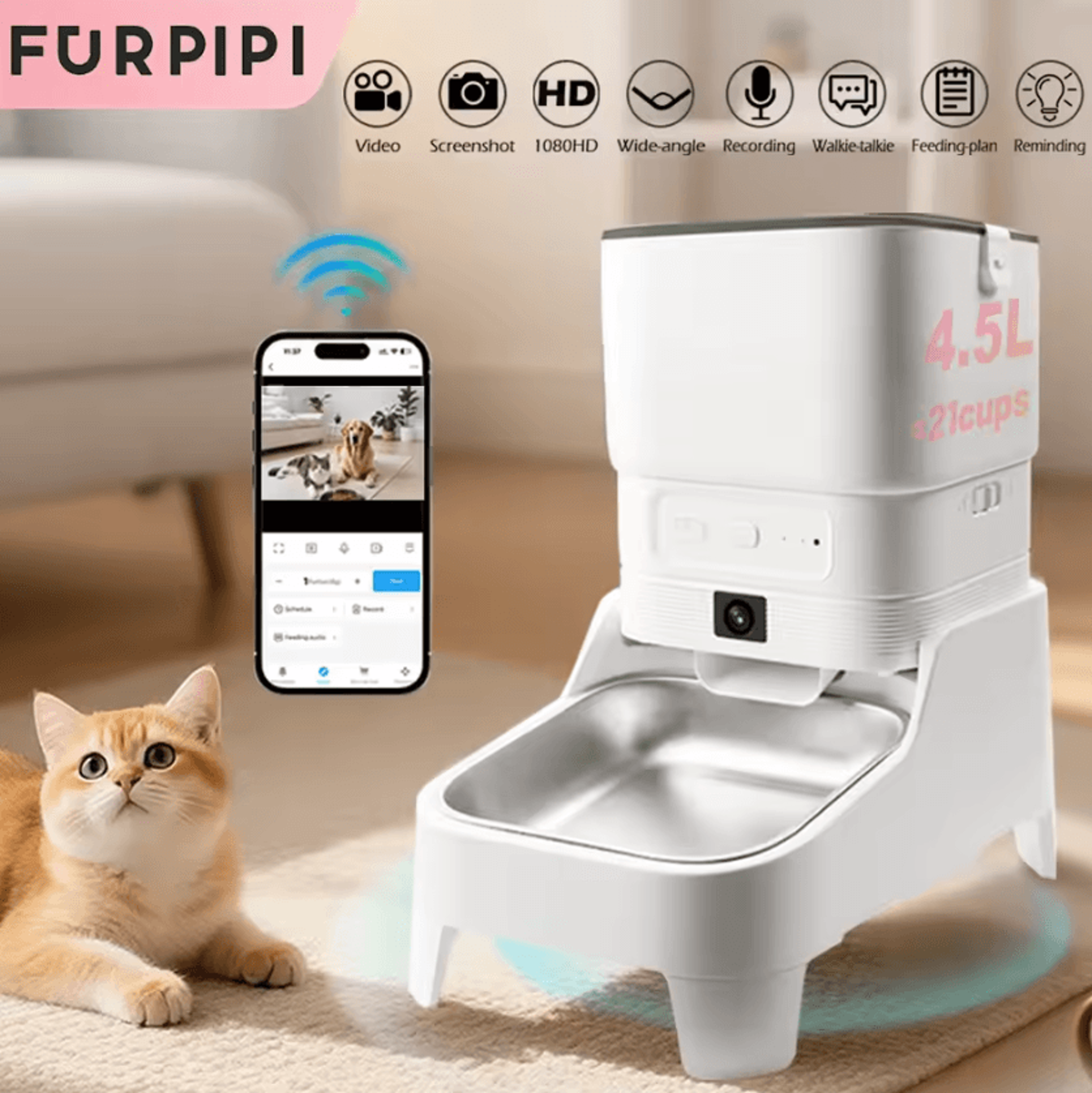 SmartServe AI Camera Automatic Pet Feeder For Cats  Dogs 0